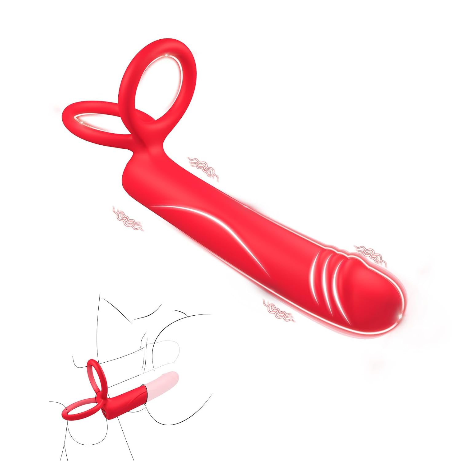 Anal Dildo Vibrating Cock Ring with 10 Modes Strap-On Butt Plug