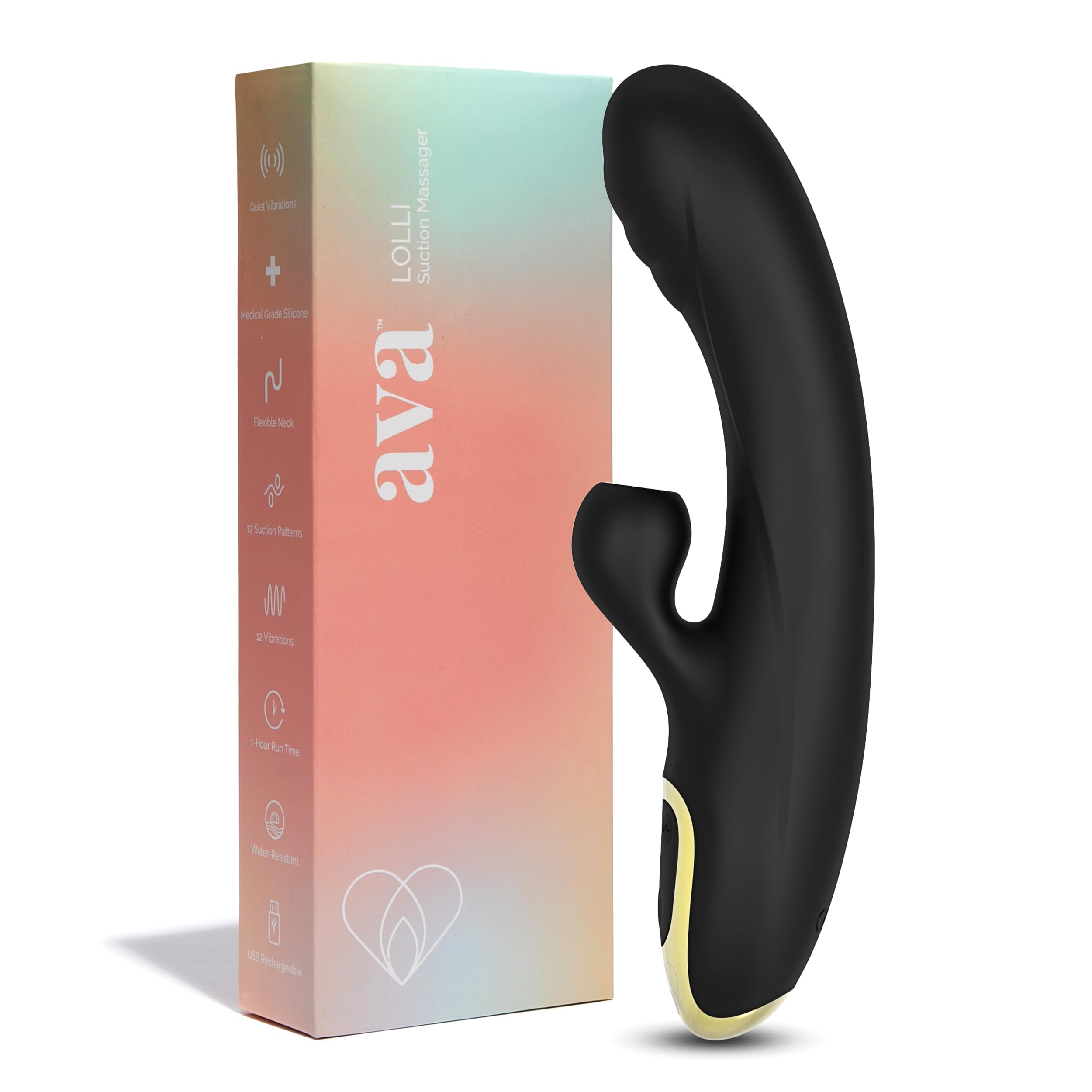 Suction Lolli Dual-Function Vibrator, G-Spot & Clitoral Stimulator, Black