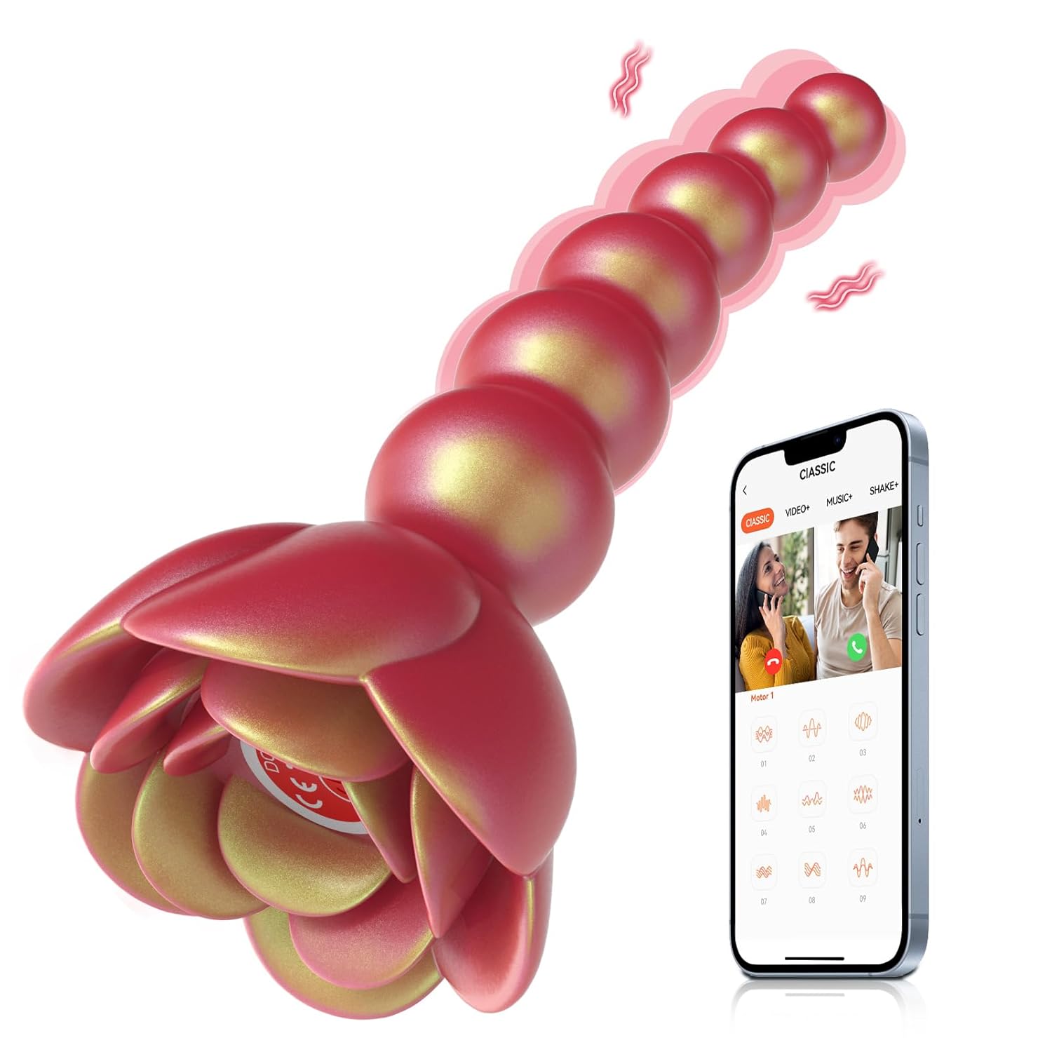 Rose Sex Toy Anal Beads Vibrating Butt Plug Anal Vibrator App Control