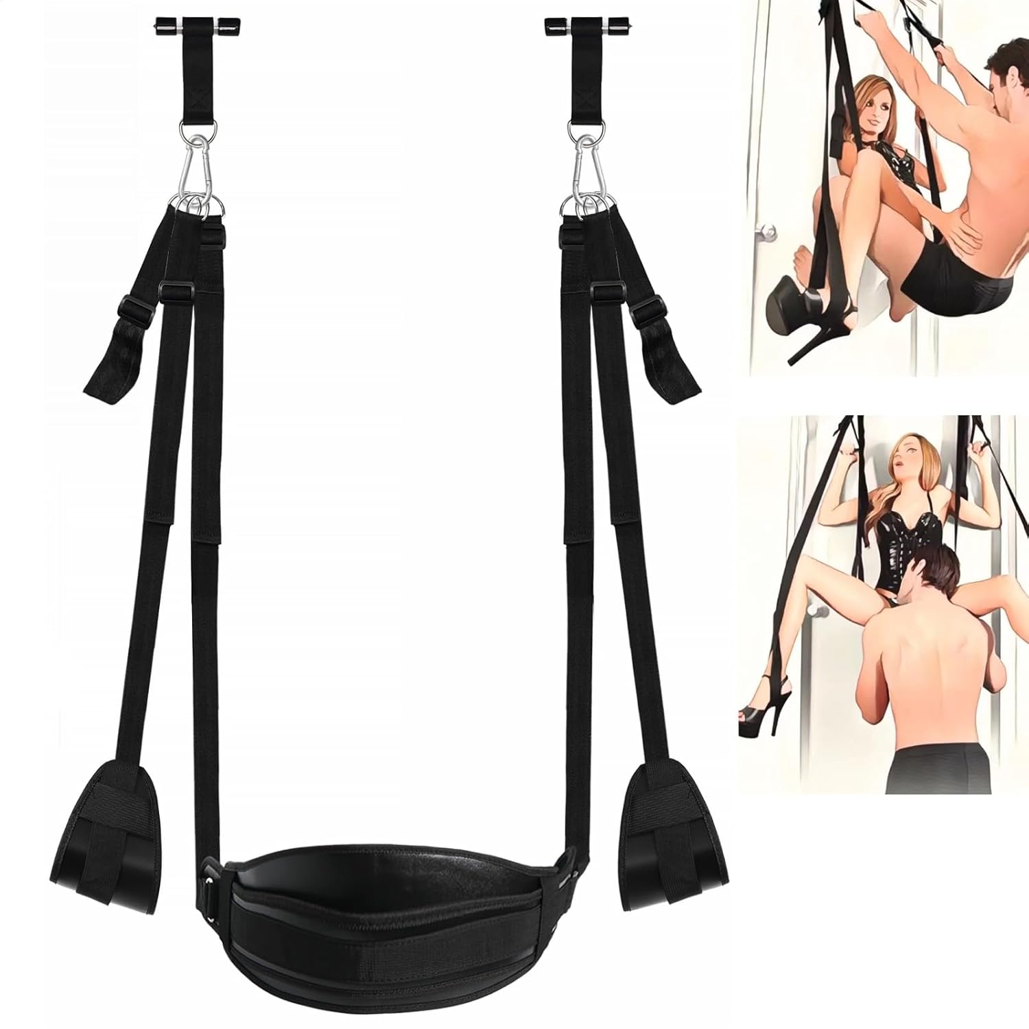 Door Sex Swing With Seat, Pu Leather Sex Slings Widened Thick Plush