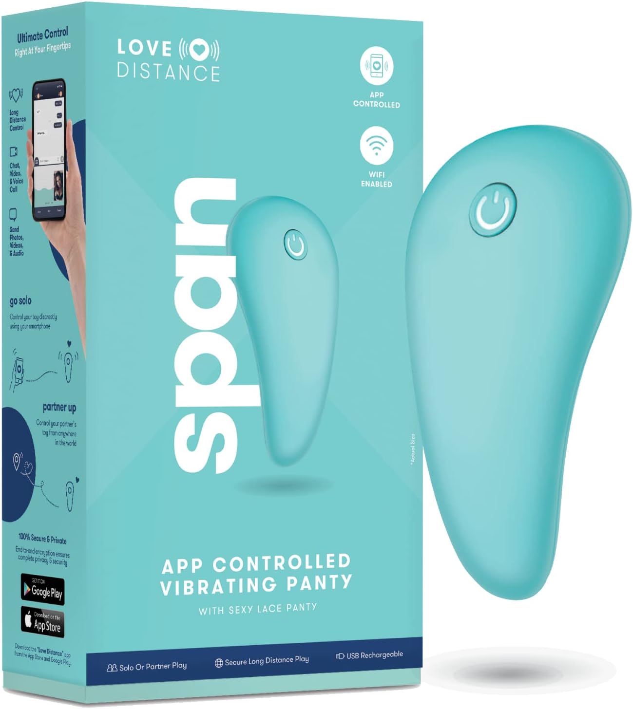 Span Vibrating Panty: App-Controlled Wearable Vibrator for Women, 20 Vibrating Modes, Clitoris Vibrator, Sexual Pleasure Tool - Blue