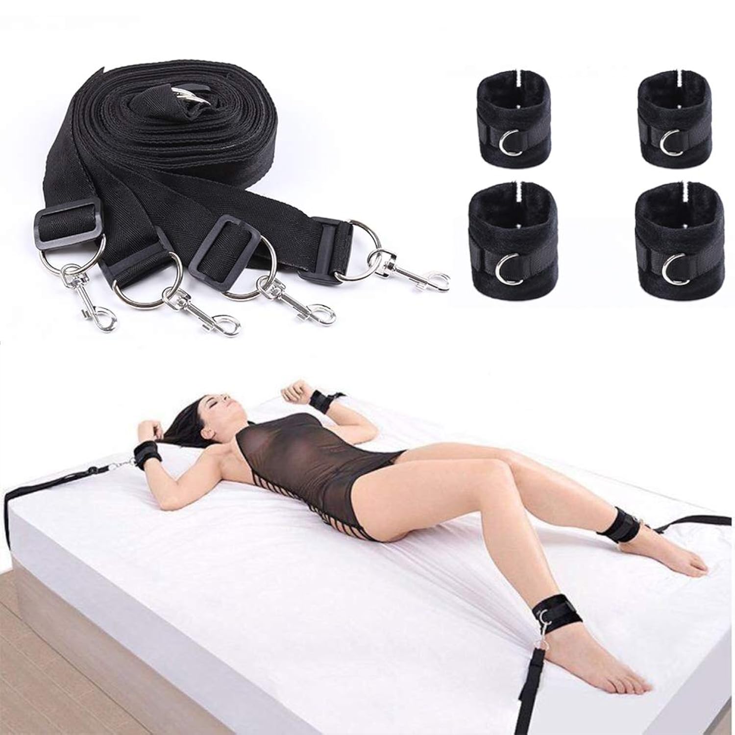 Bed Restraints Kit, Adjustable Fetish Sex Bondage Bedroom Bdsm Toy