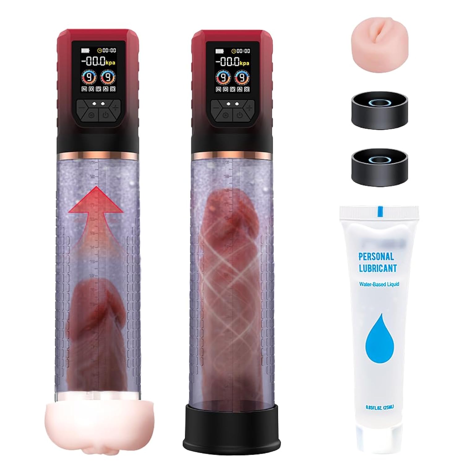 3-in-1 Electric Penis Vacuum Pump with 13 Modes, Penis Ring & Lube