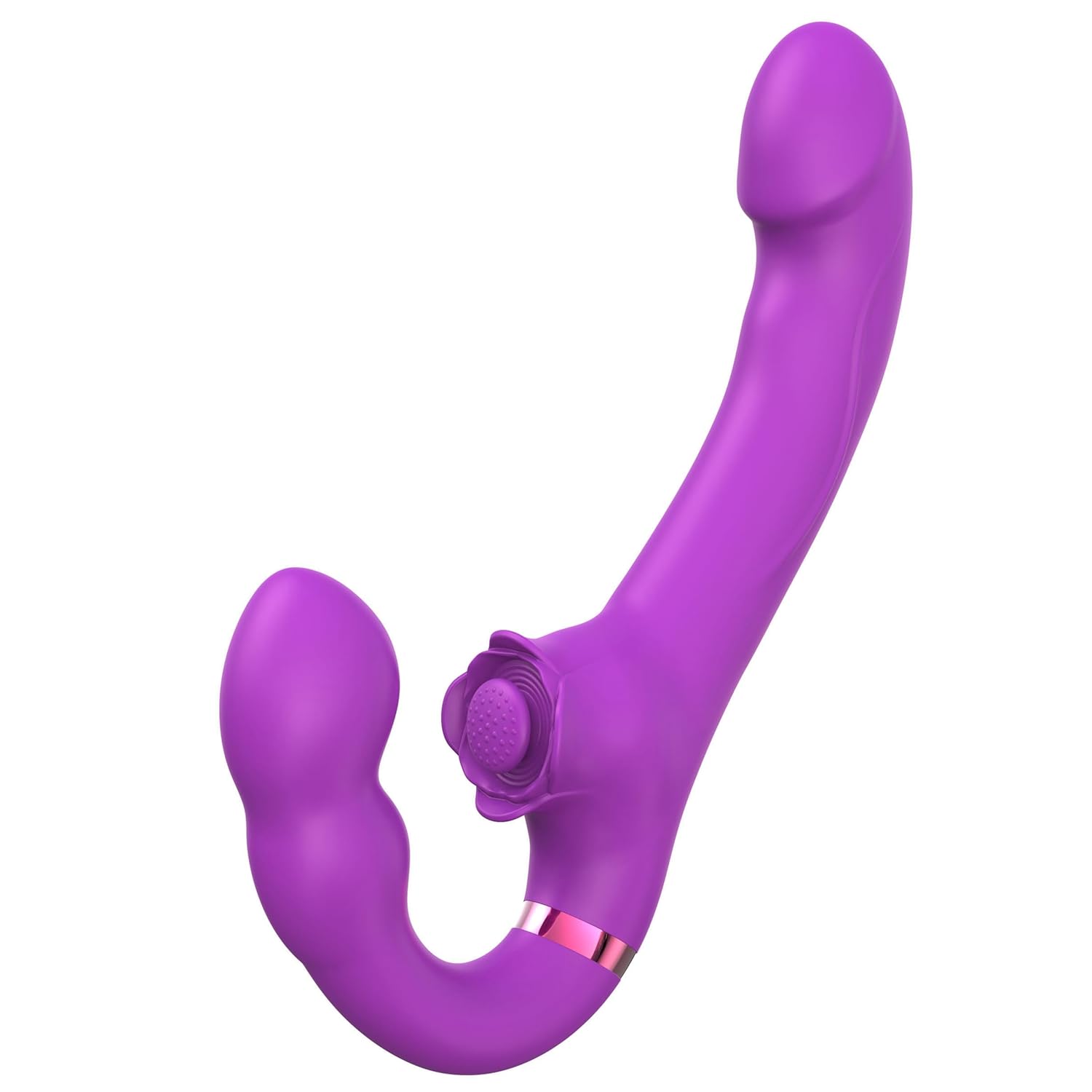 Strapless G-Spot Dildo Vibrator with 10 Vibration Modes, 5 Flapping Modes, Remote & Magnetic Charging (Purple)