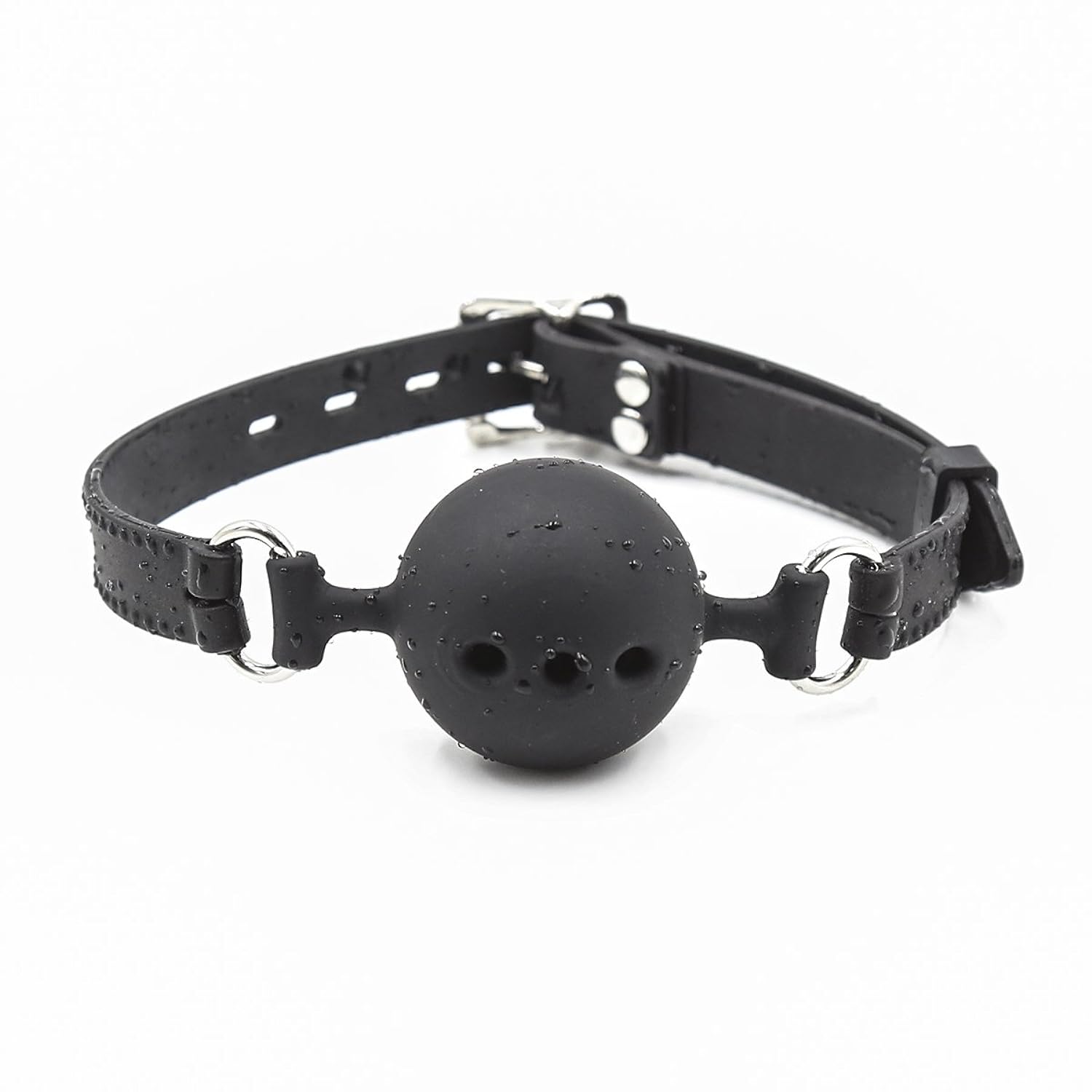 Silicone Breathable Ball Gag for Bondage Play (Black, 1.5 In)