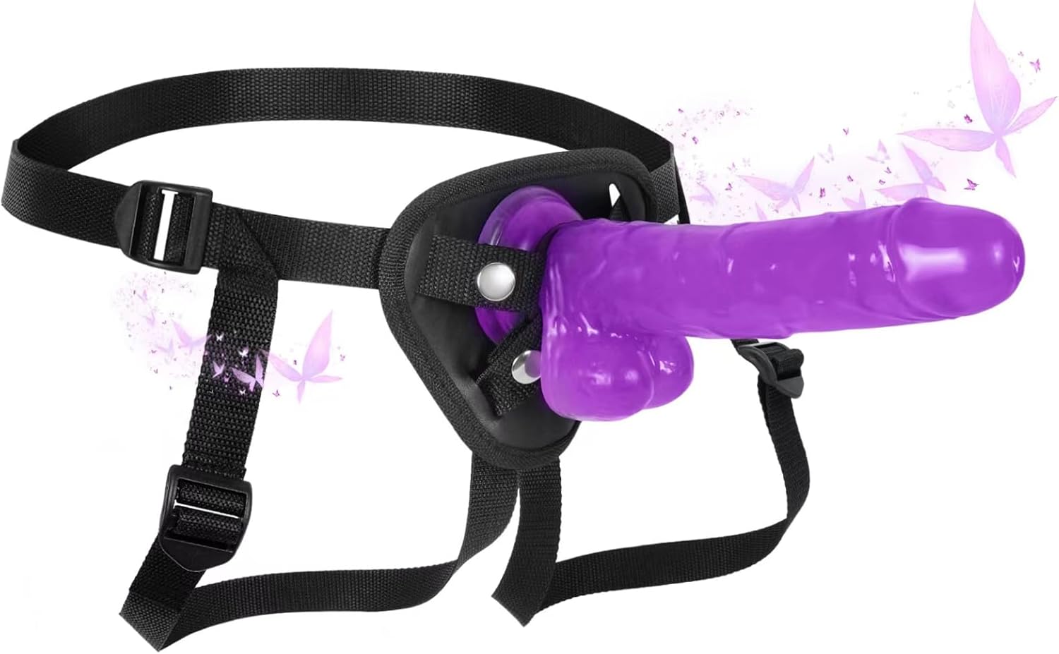 Adjustable Strap-On Dildo - Wearable, Realistic, 8.9 Inch Soft Silicone, for Pegging, Lesbian, Gay, and Female Pleasure, Purple