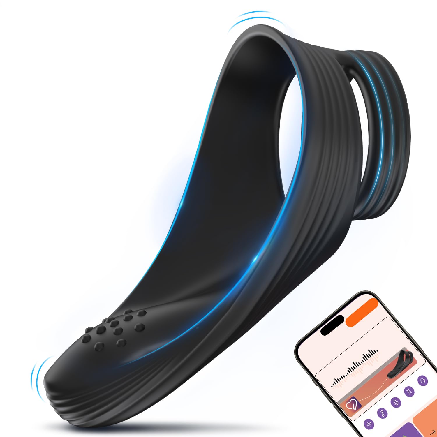 Vibrating Cock Ring With Taint Teaser, Penis Ring Erection Enhancing