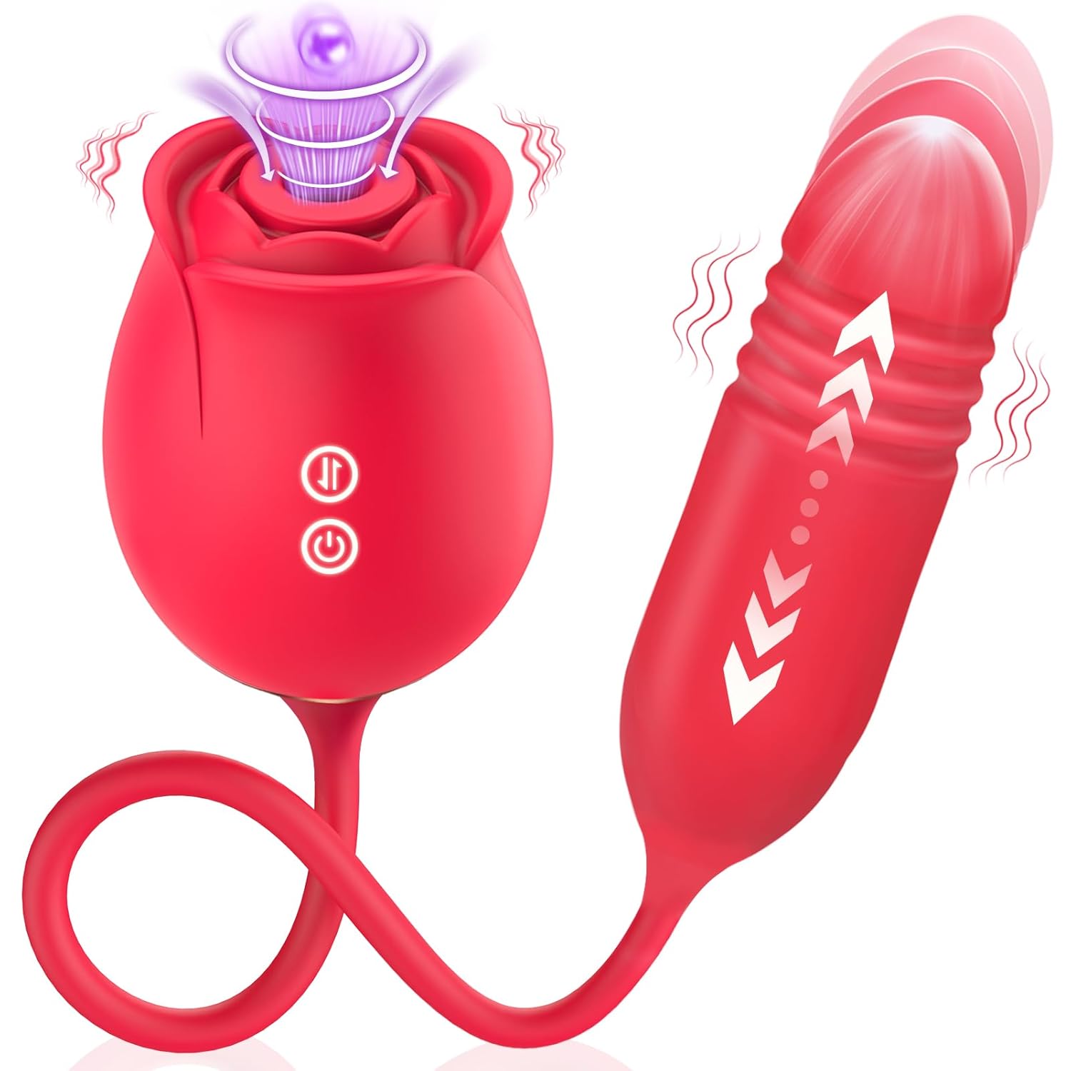 Rose Vibrator Sex Toy for Women - 18 Sucking/Thrusting Modes, G-Spot, Clitoral Stimulator