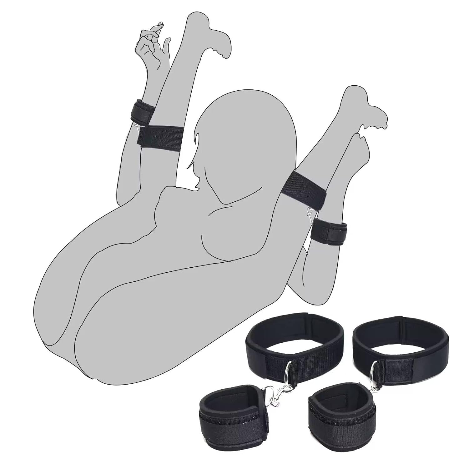 Bondage Wrist & Thigh Cuffs - Adjustable Leg Straps for Beginner BDSM
