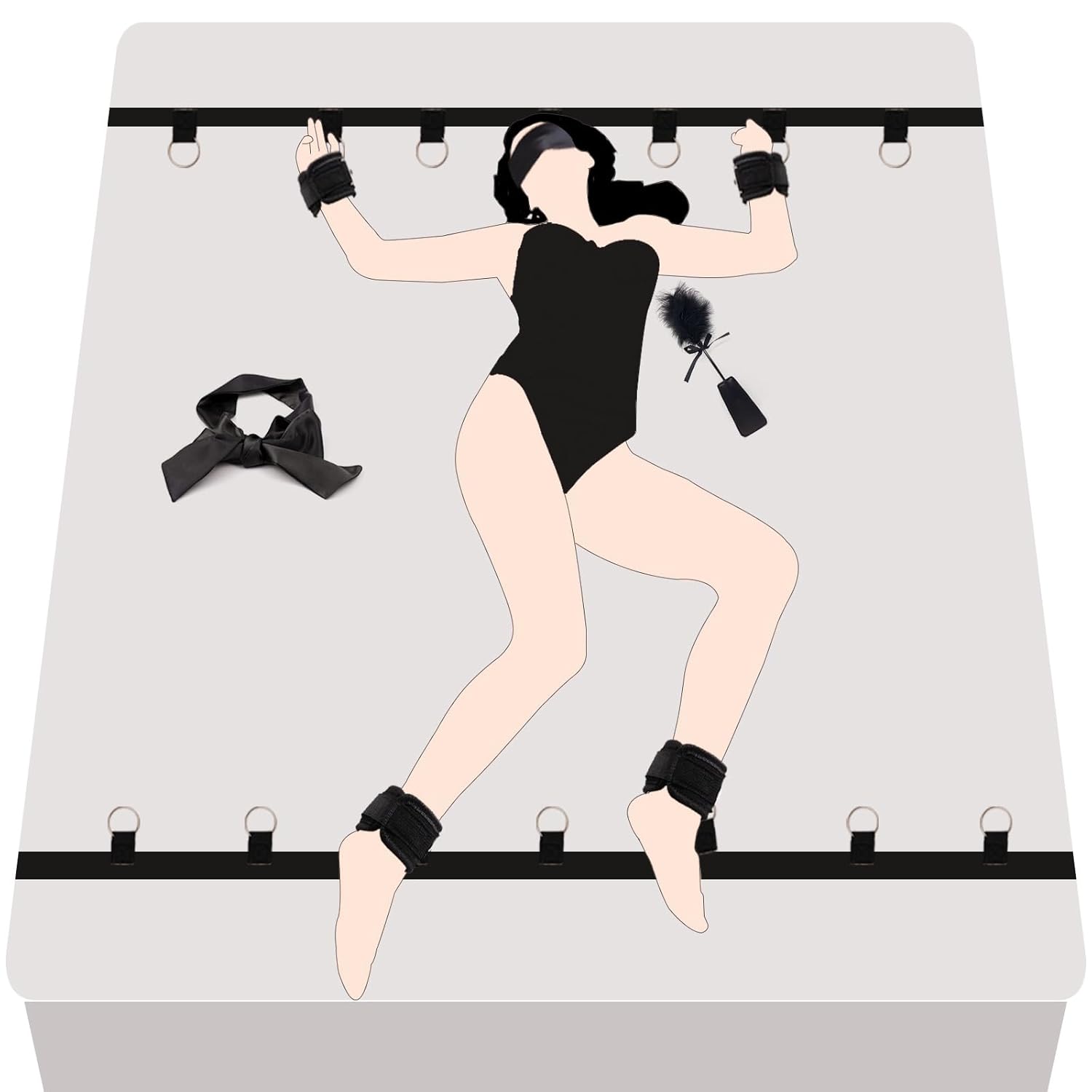 New Bed Bondage Restraints Sex Kits With 2X2 Wrists Ankle Cuffs, Under