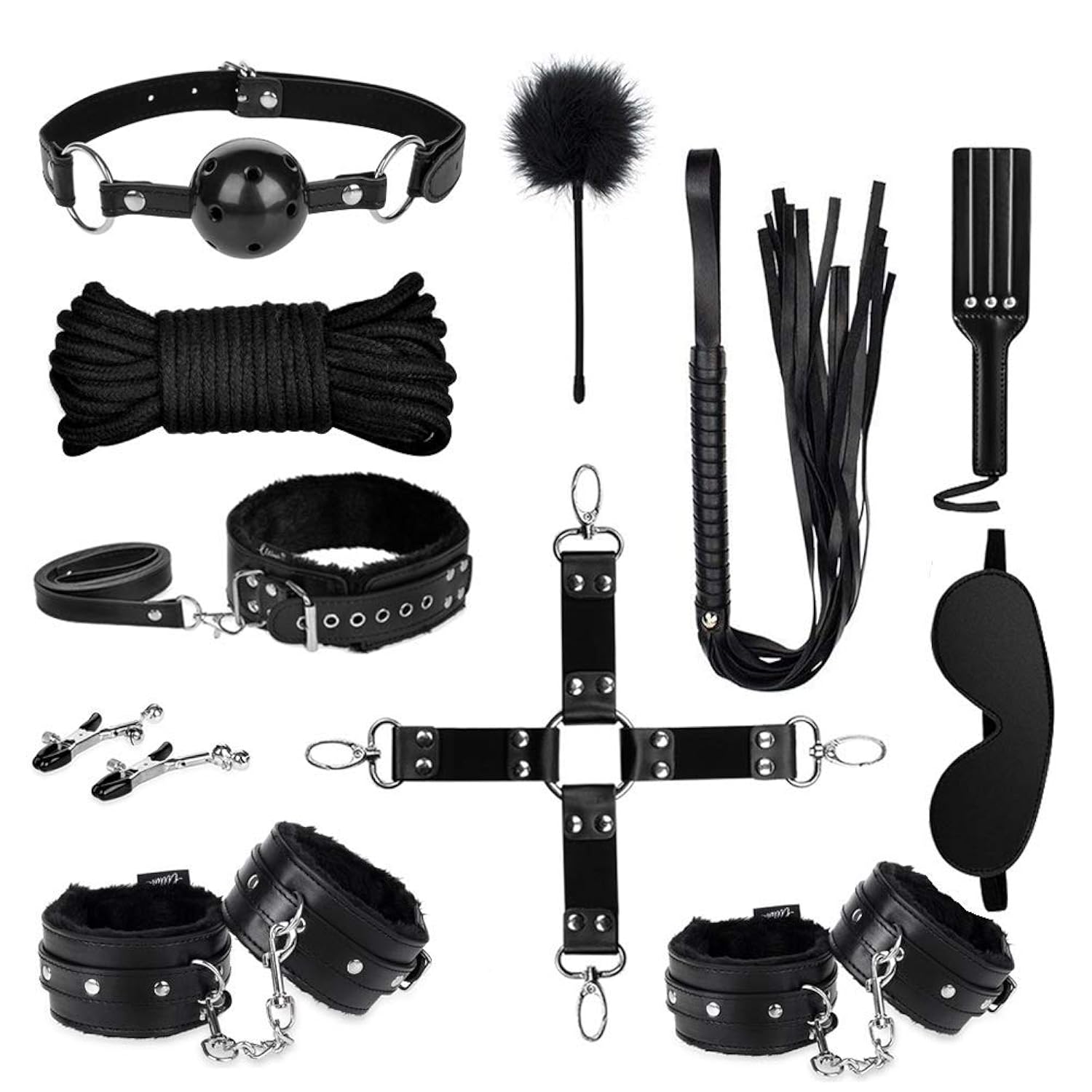 11 Pcs BDSM Leather Bondage Sets for Women and Couples