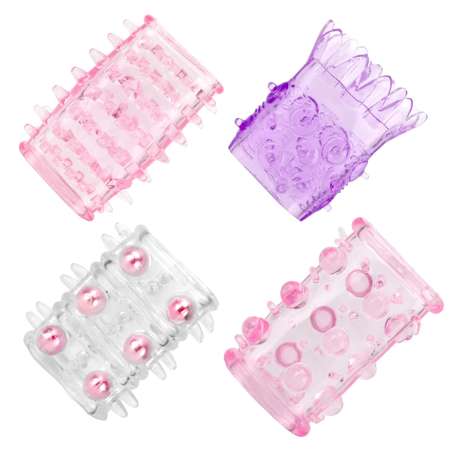 4 Pcs Reusable Penis Sleeves, Random Color Condoms Male Cock Extender