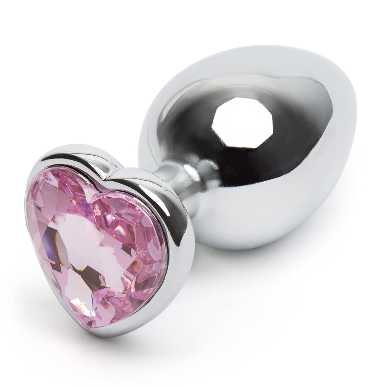 Jewelled Pink Heart Shaped Butt Plug - 3.5 Inch Metal Anal Plug