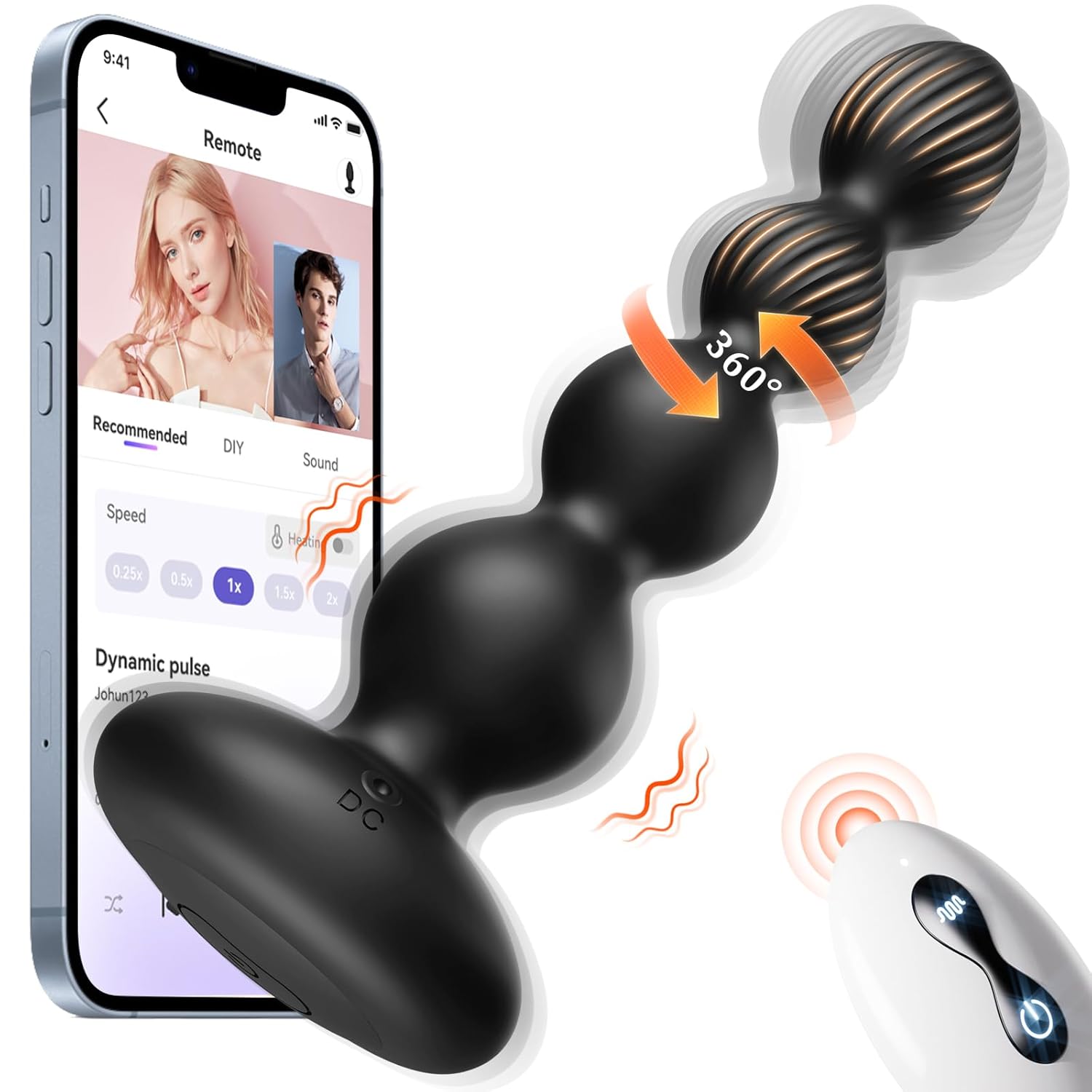 Anal Plug Sex Toys For Men - 360 Rotating Vibrating Butt Plug 10 Mode
