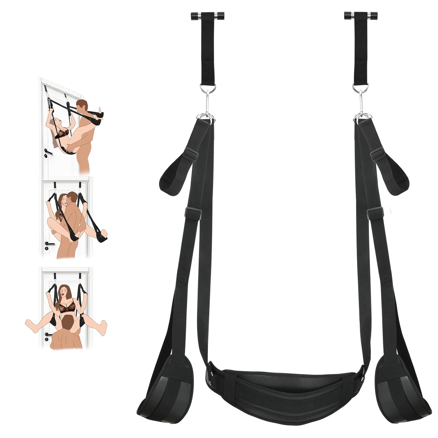 Leather Sex Swing with Adjustable Straps & Handcuffs