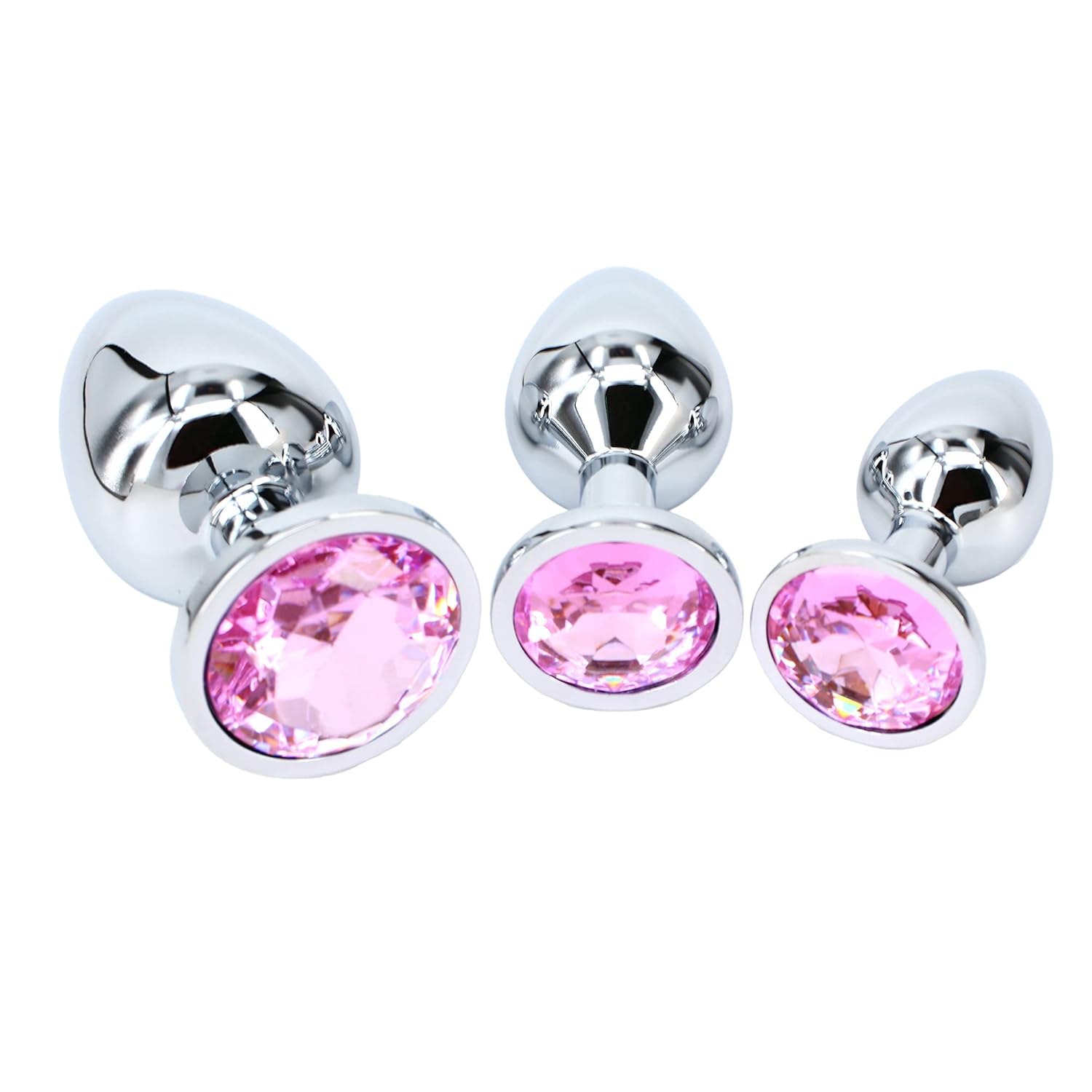 3-Piece Steel Butt Plug Set, Same Color, Jewelry Anal BDSM in 3 Sizes