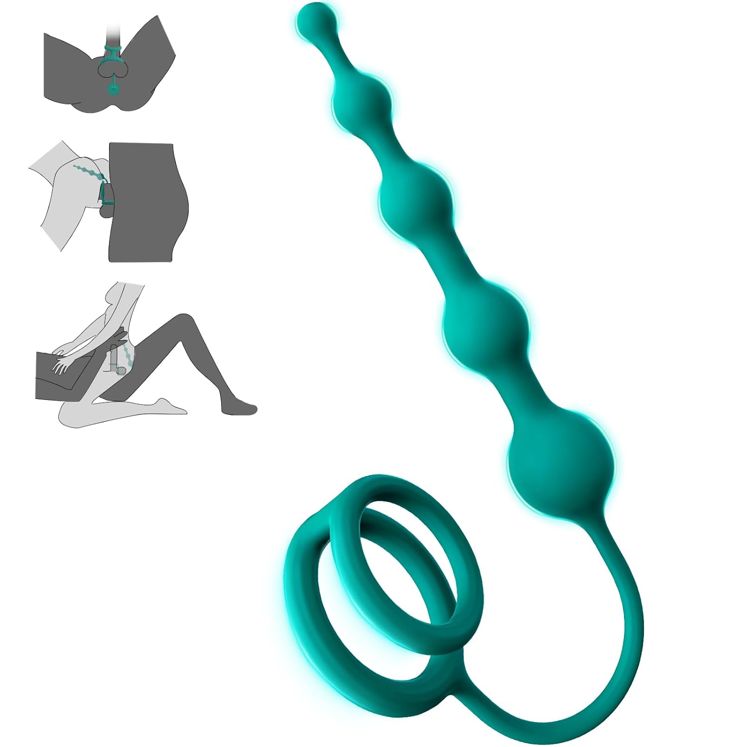 Anal Beads Butt Plug With Penis Cock Rings - Adult Sex Toys For Women