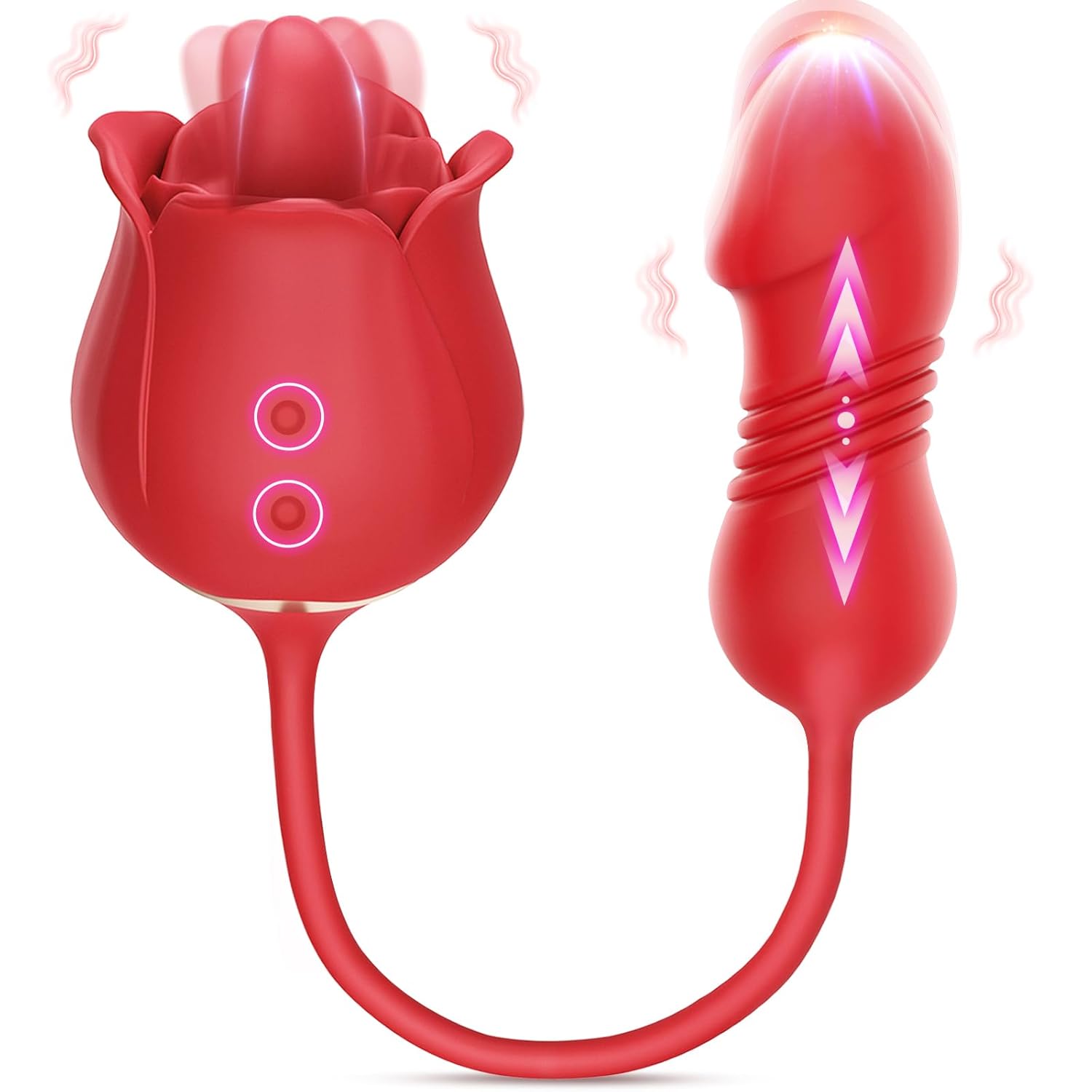 Dildo Vibrator - Rose G-Spot Clit Anal Toy with 9 Thrusting Modes