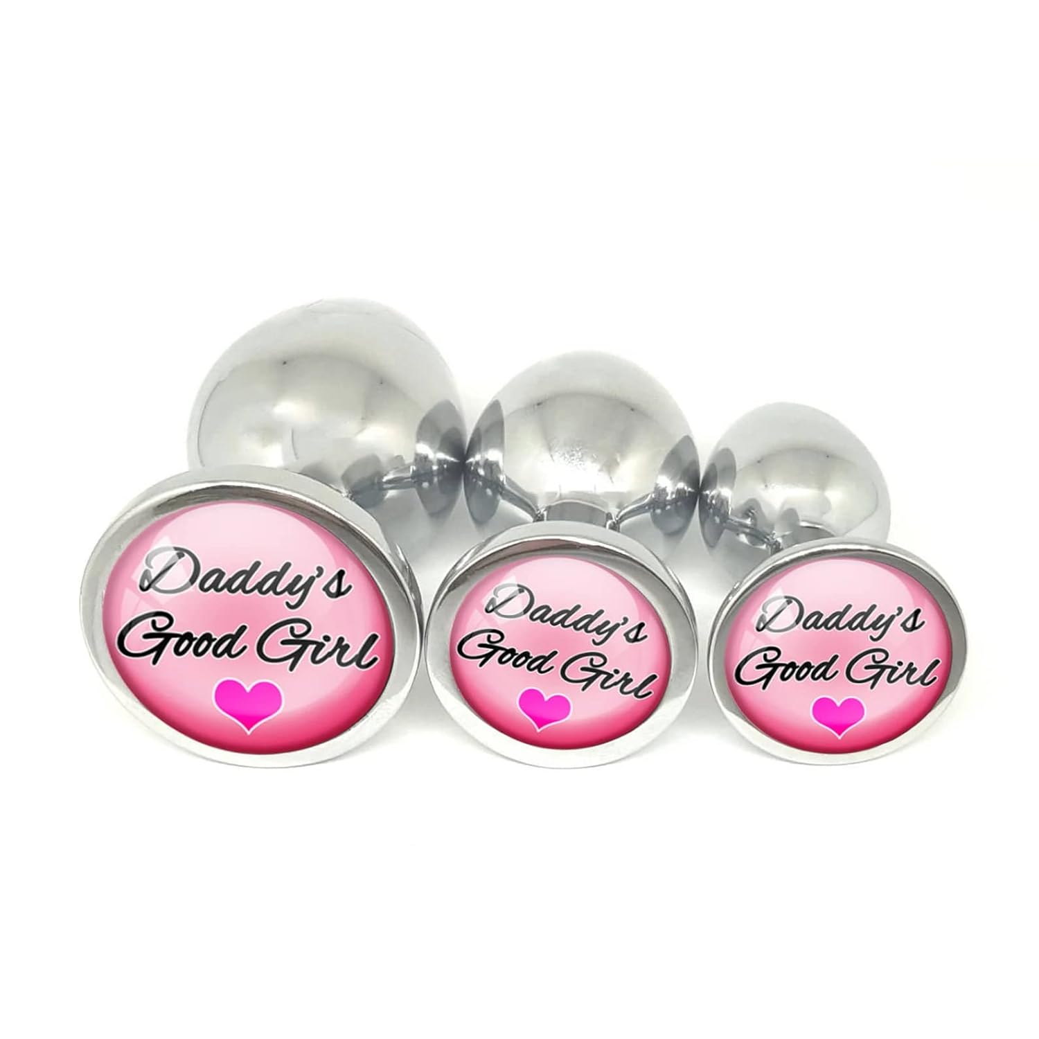 Pink DDLG Metal Butt Plug - Choose Single Size or Set of 3