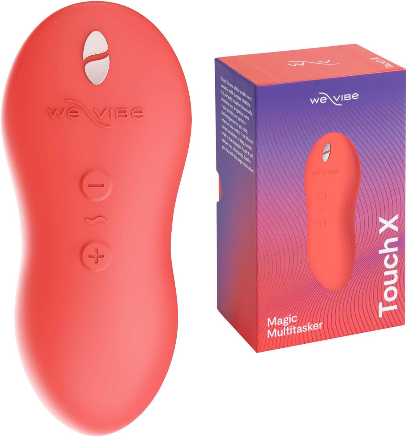 X Lay-on Vibrator for Women: Vibrating Bullet Sex Toy, Mini Clitoral Stimulator with 8 Intensity Levels, Waterproof, Rechargeable - Coral