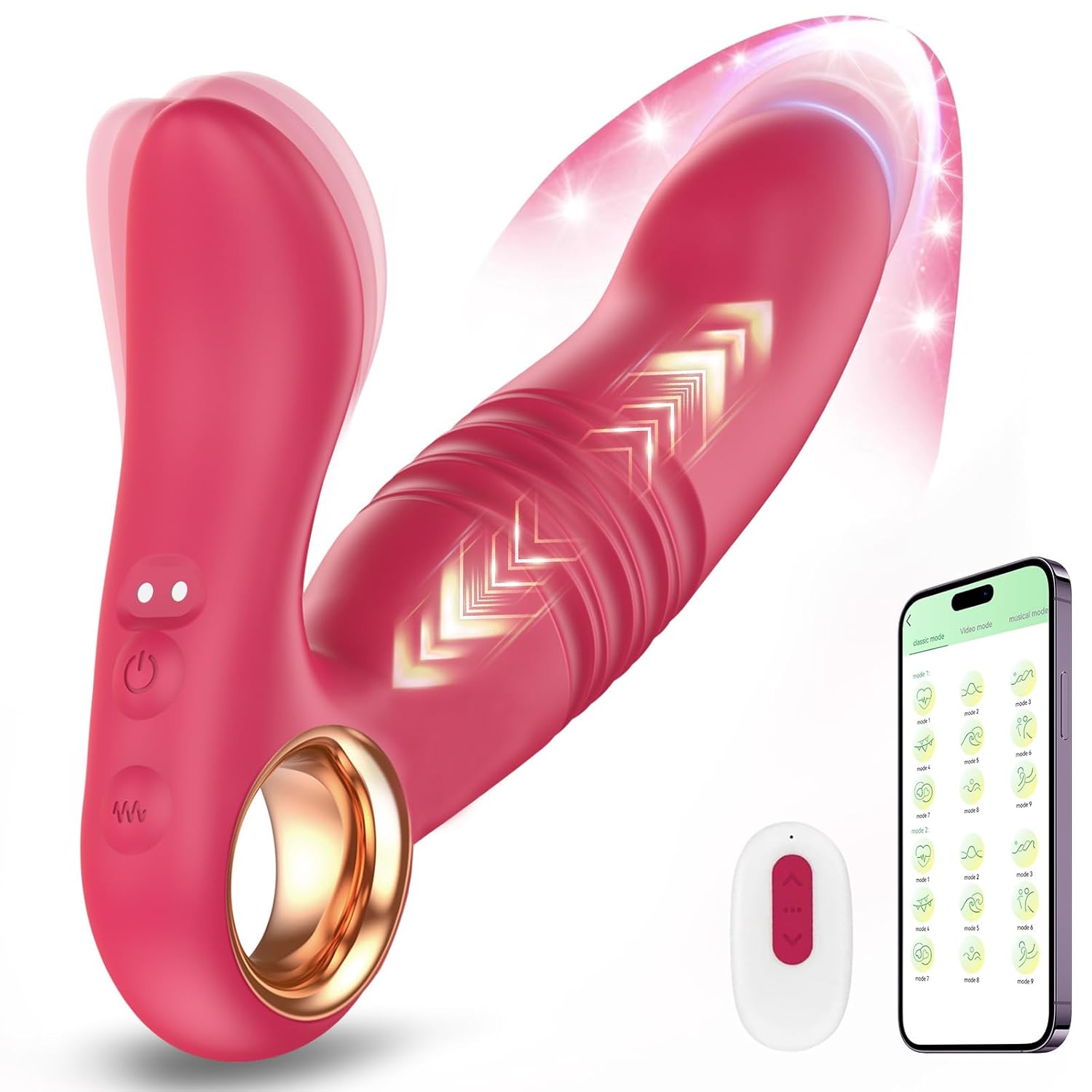 Vibrator G Spot Thrusting Dildo With Mimic Finger - Powerful Clitoral