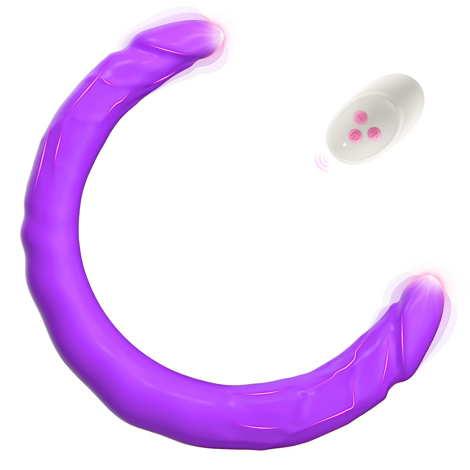 Vibrating Double Ended Dildo - 15.7 Inches, Wireless Silicone