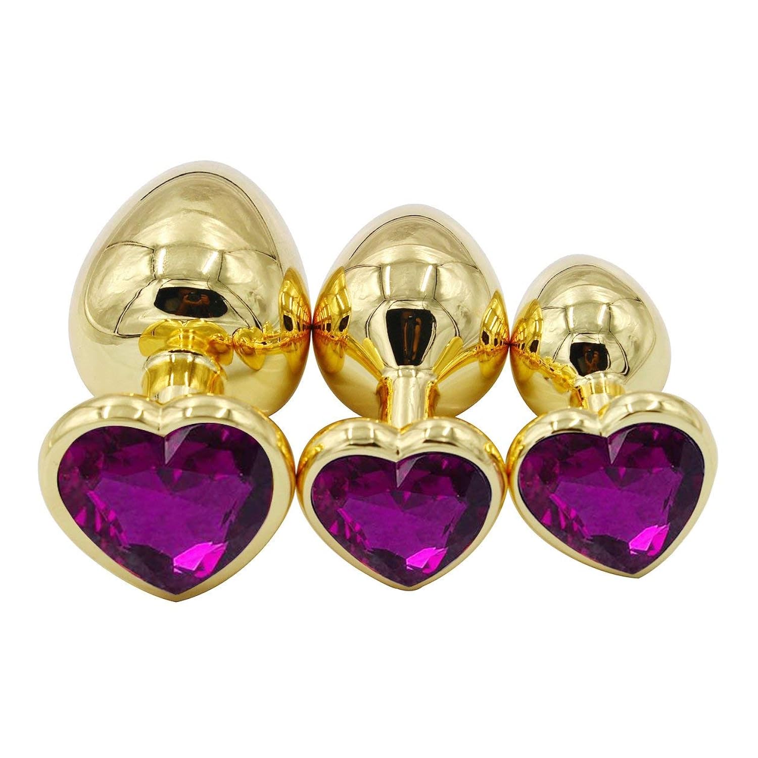 3PCS Metal Heart-Shaped Butt Plug Set - Anal Trainer Kit for Couples