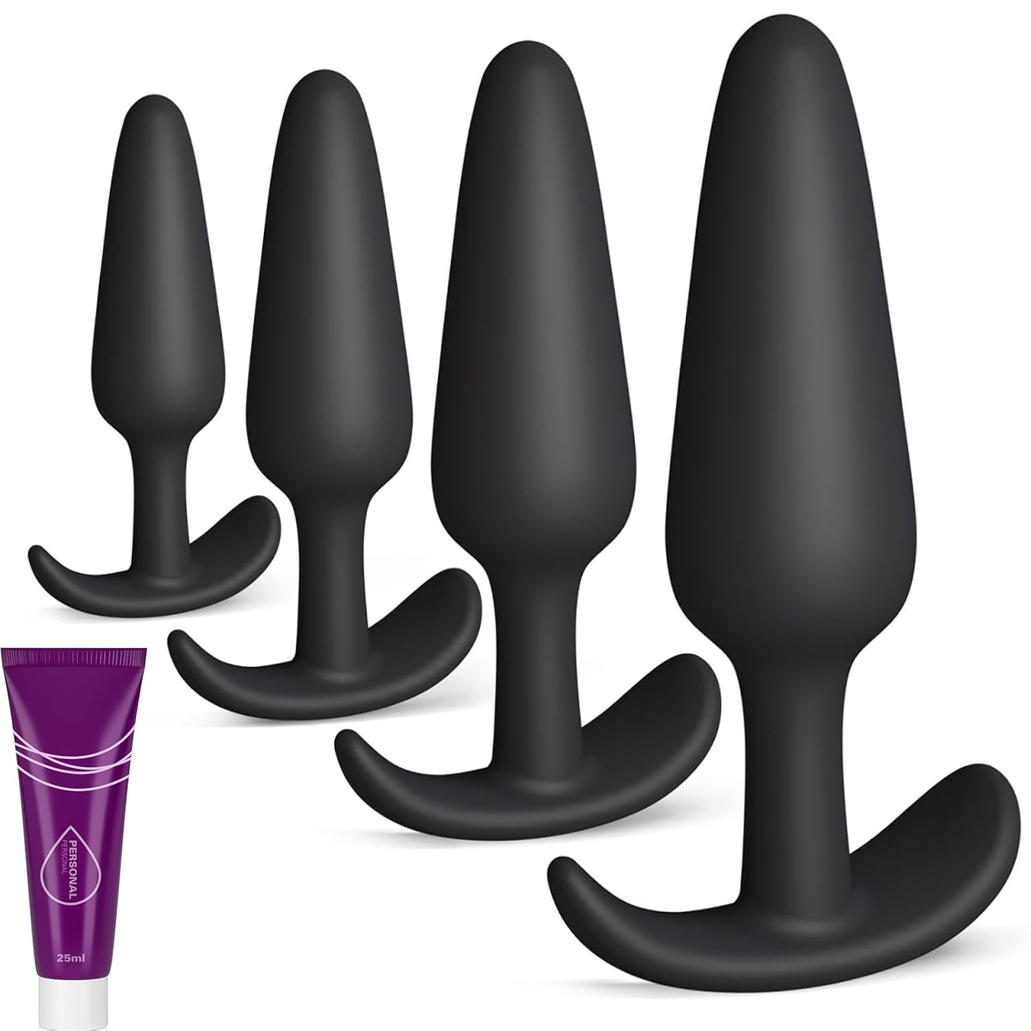 4PCS Silicone Anal Butt Plug Set, Beginner to Advanced Trainer Kit