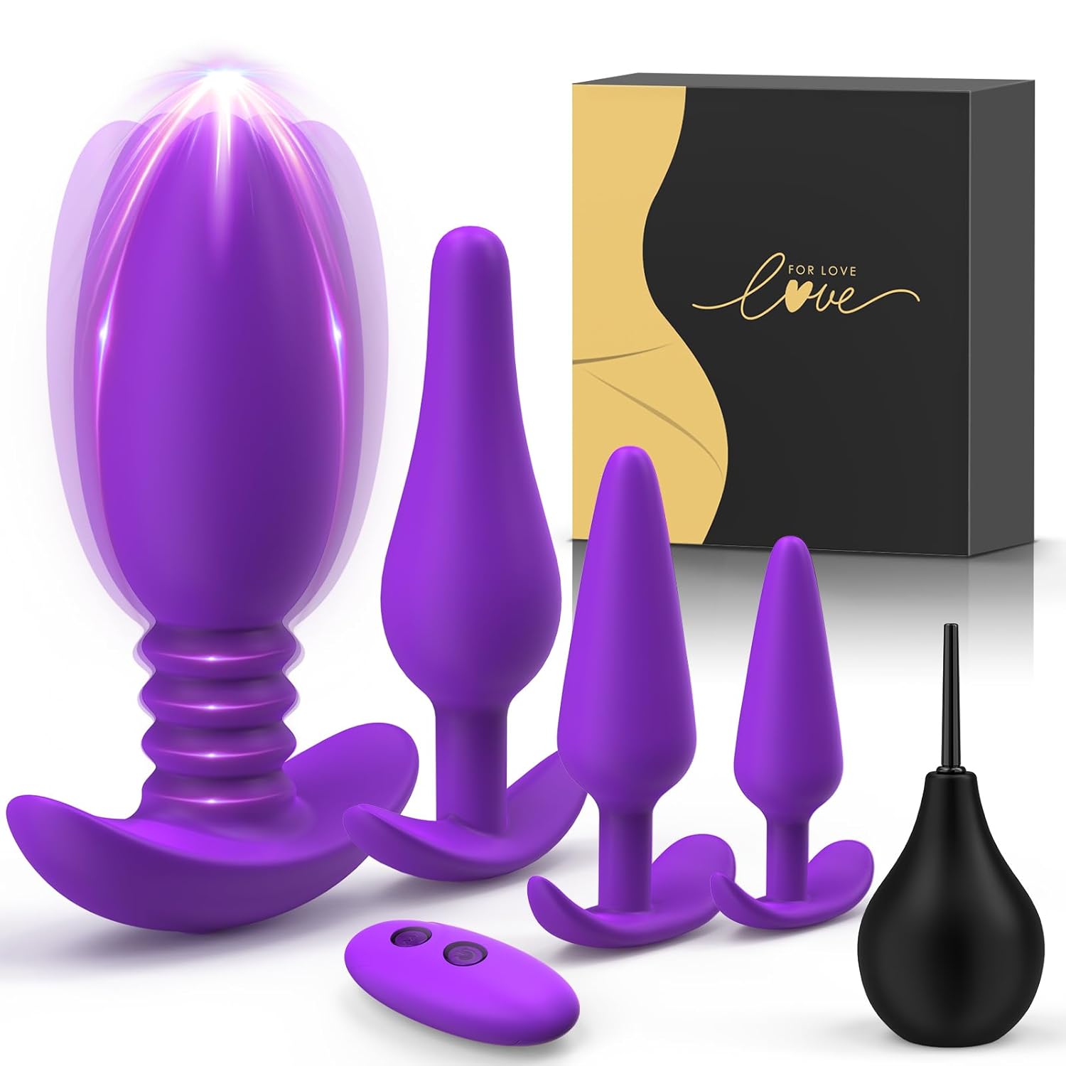 5 PCS Vibrating Butt Plug Set Prostate Massager & 10 Vibration Modes