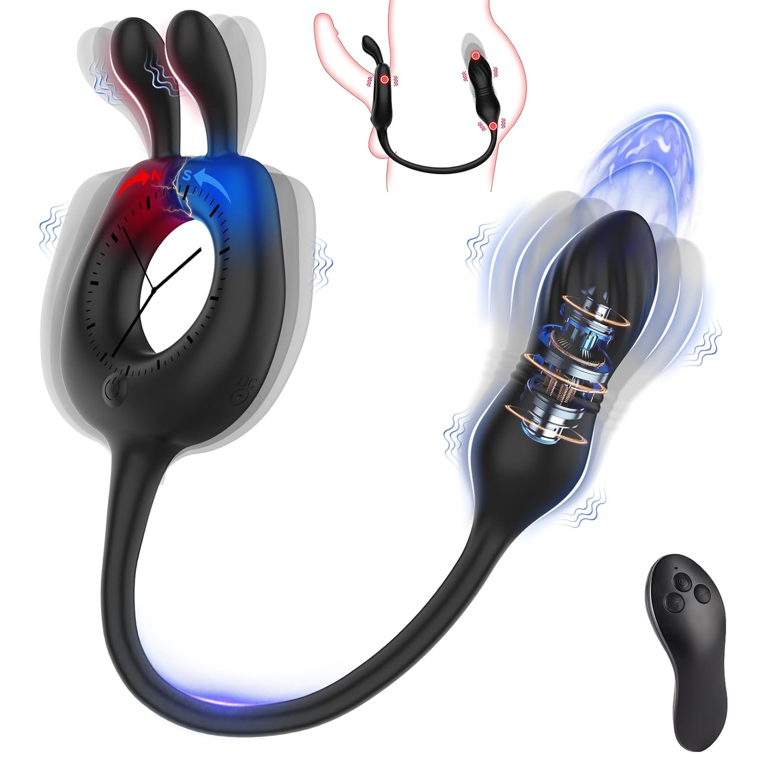 Thrusting Anal Prostate Massager 4-in-1, 10 Vibration & Thrust Modes