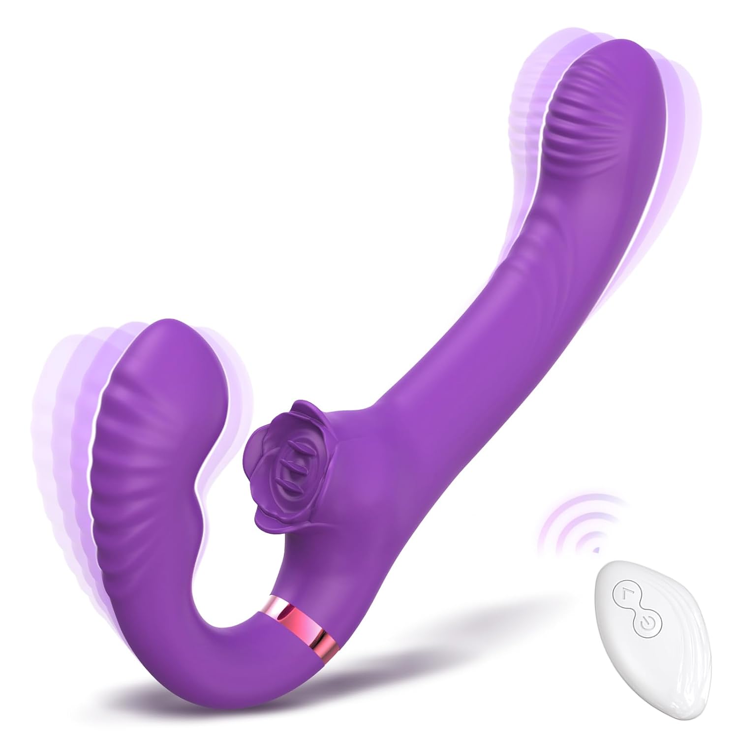 Strapless Strap On G-Spot Vibrator, Double Ended Wearable Dildo