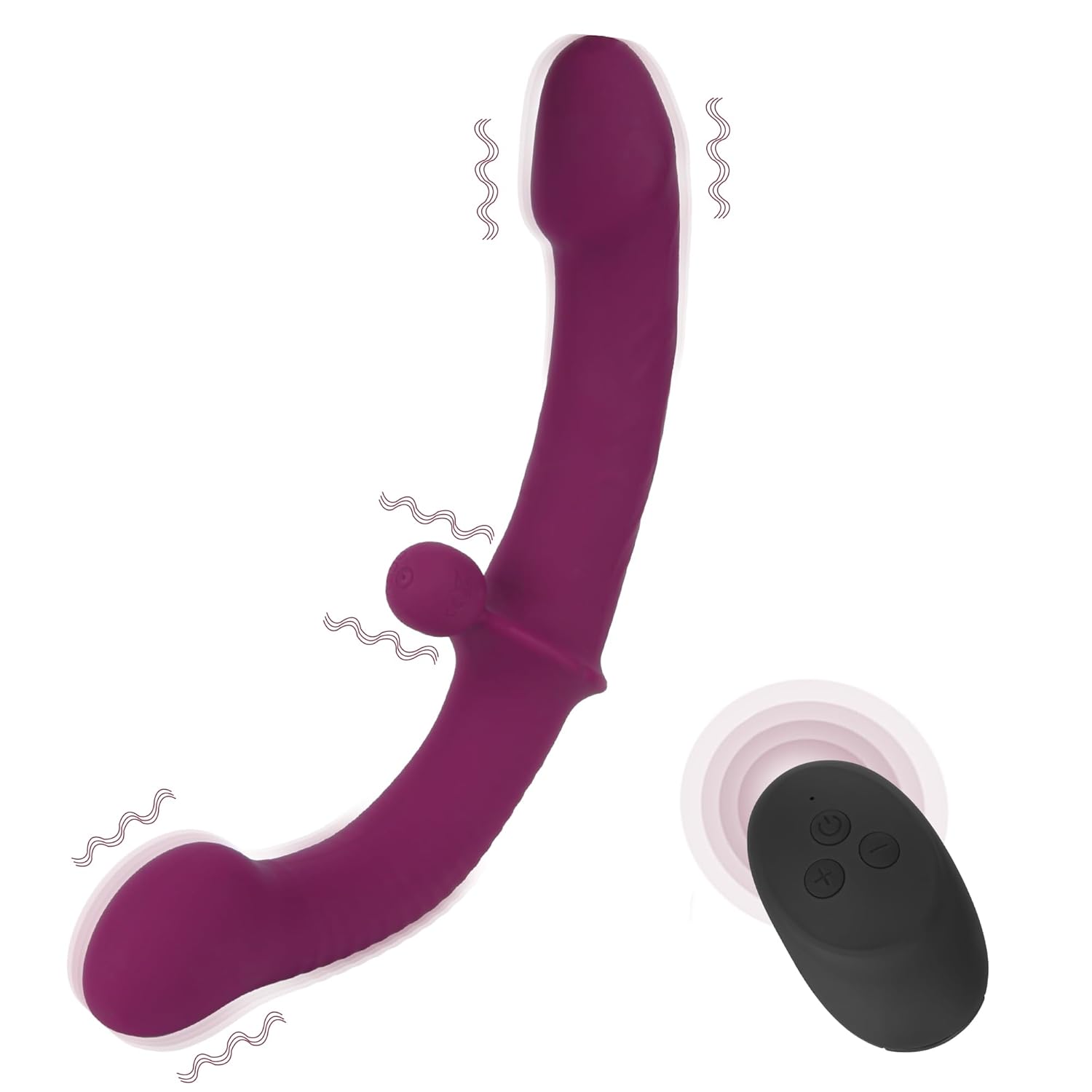 Vibrating Double Ended Dildo For Lesbian Sex Toys - Soft Strapless
