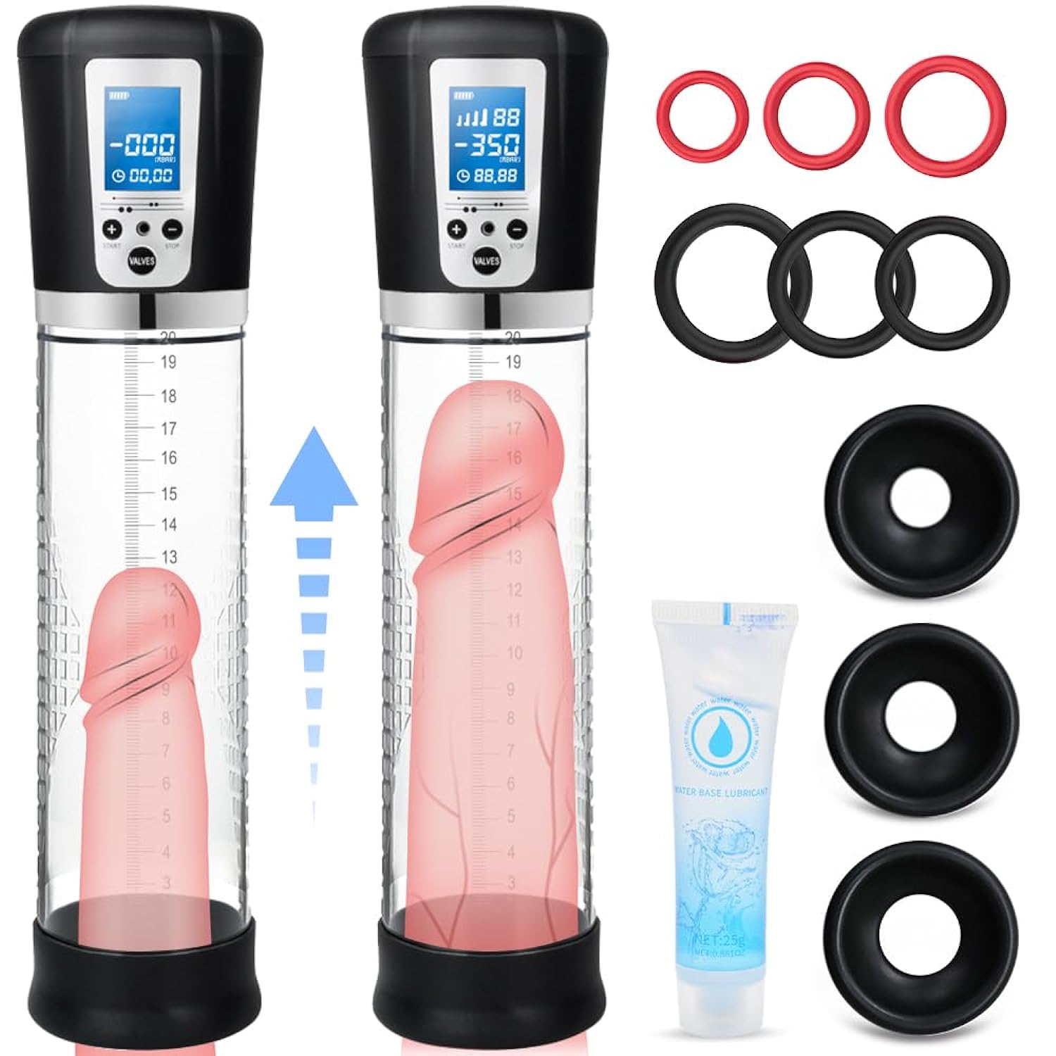 Rechargeable Penis Vacuum Pump, 4 Suction Intensities, Black