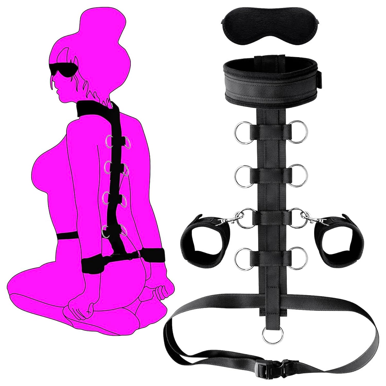 Neck To Wrist Bondage Restraints Set Bondaged Kit Sex Set Behind Back