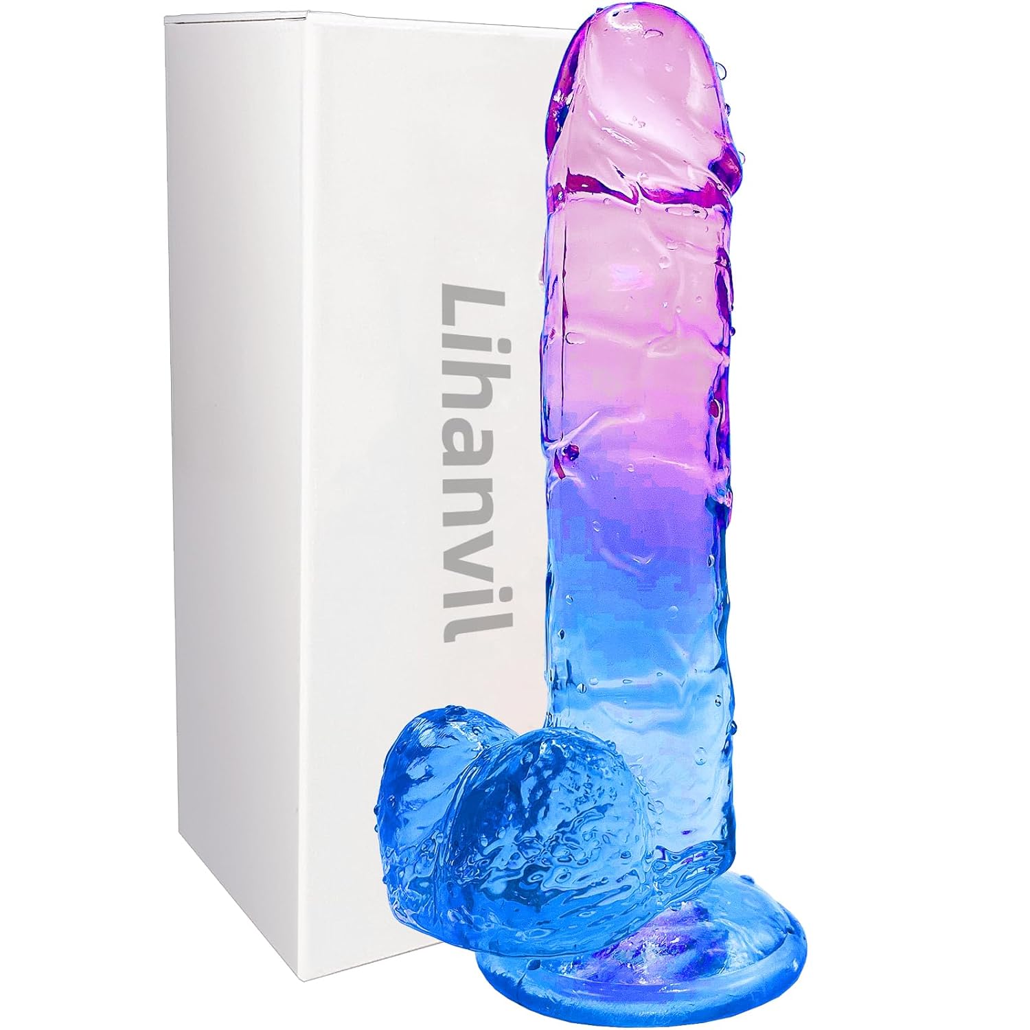 Realistic Dildo Clear Silicone 7.8" Blue-Purple Gradient Dildo With
