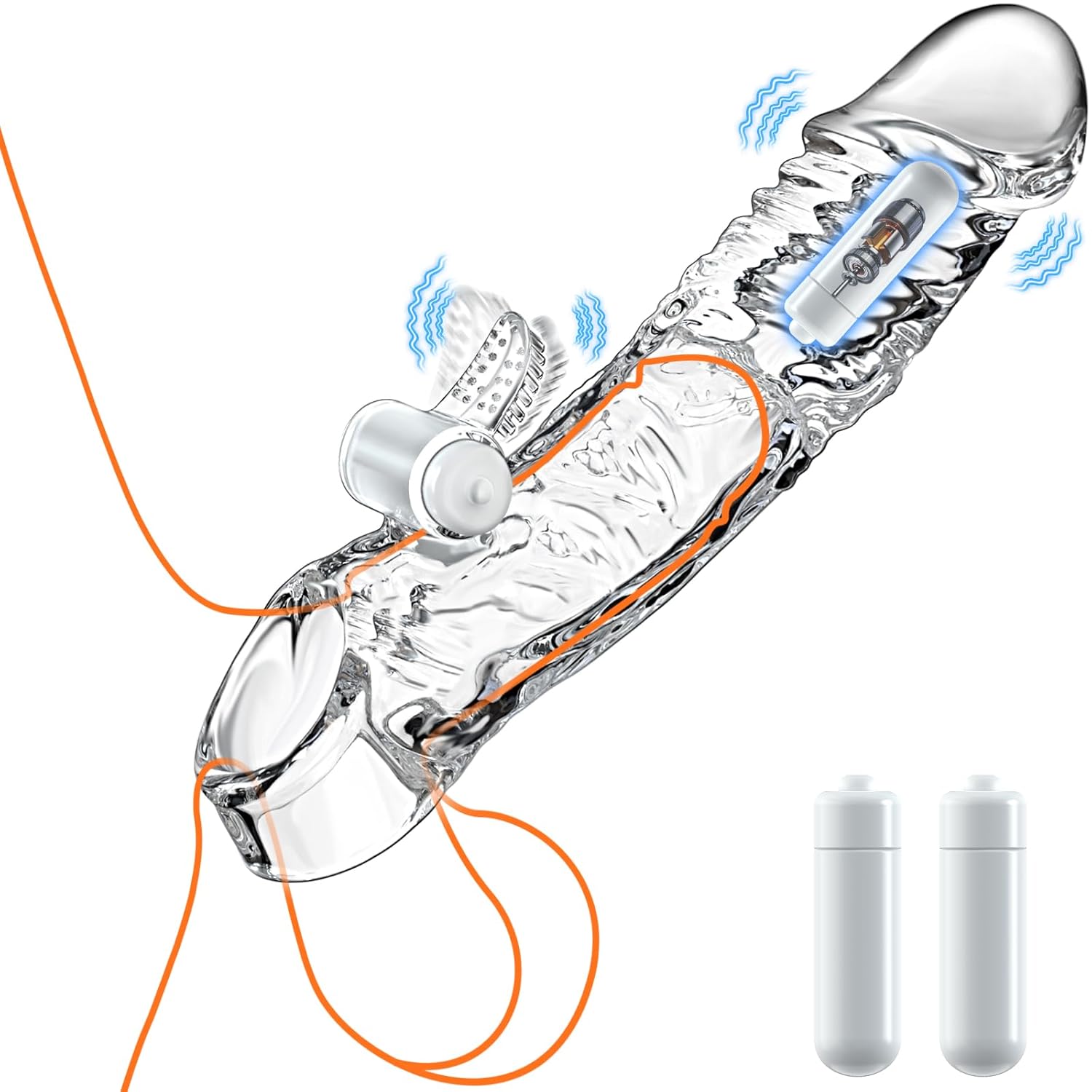 Vibrating Penis Sleeve Sex Toys - 3.5 Inch Clear Penis Extender