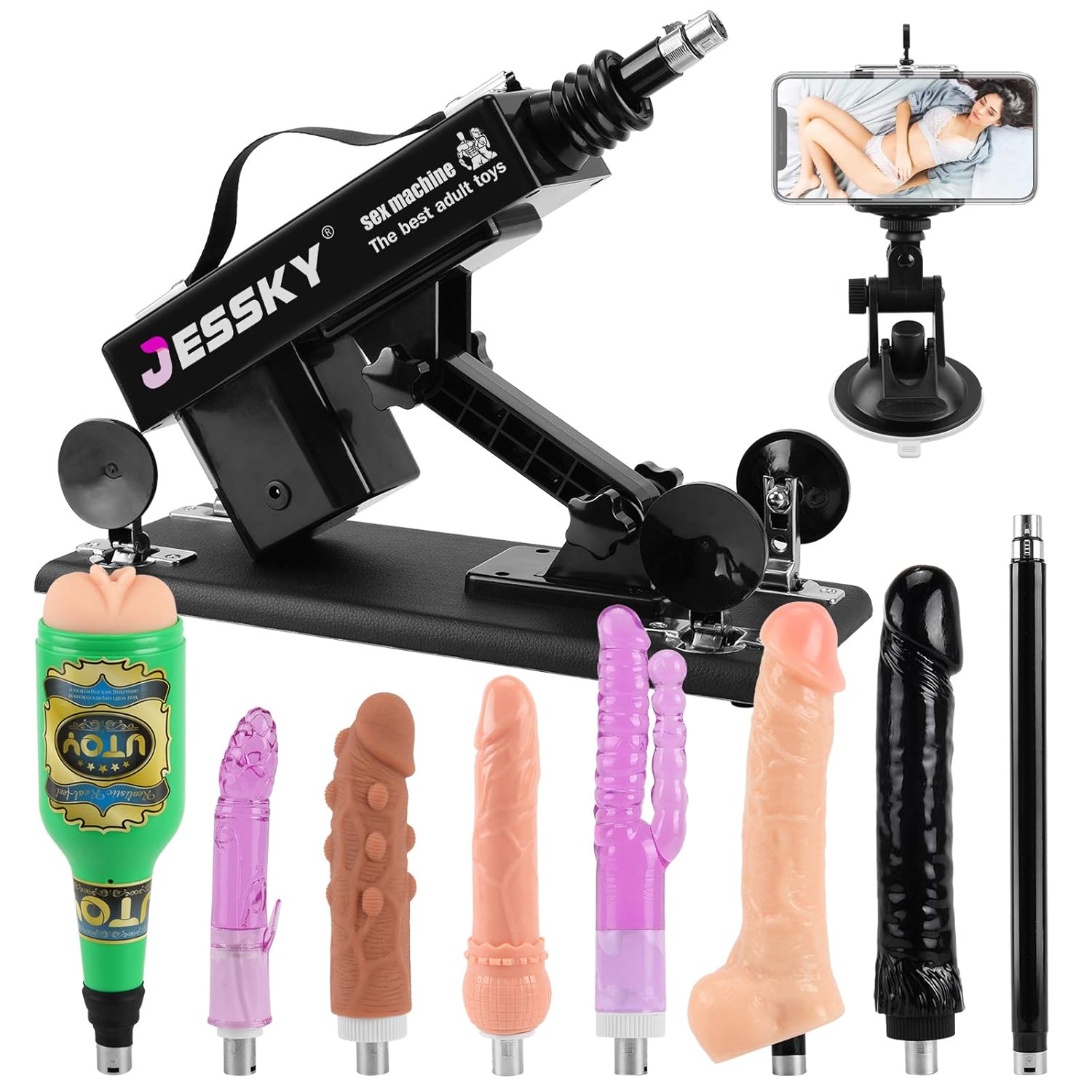 Adjustable Sex Machine 8 Attachments Automatic Adult Toy with 3XLR