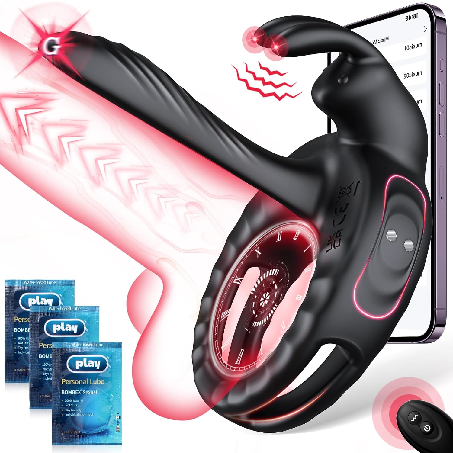 Vibrating Cock Ring with Rabbit Clitoral Stimulator for Couples