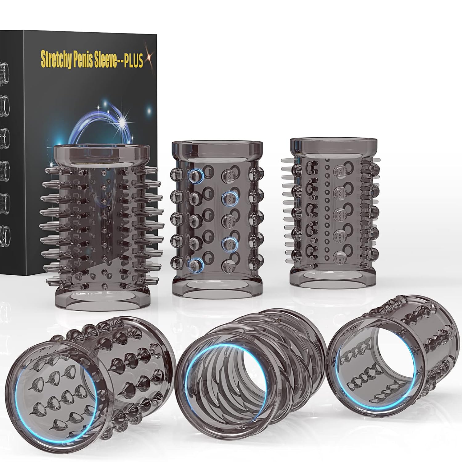 Penis Rings,Penis Sleeve Set,Cock Rings With 6 Stretchy Textured