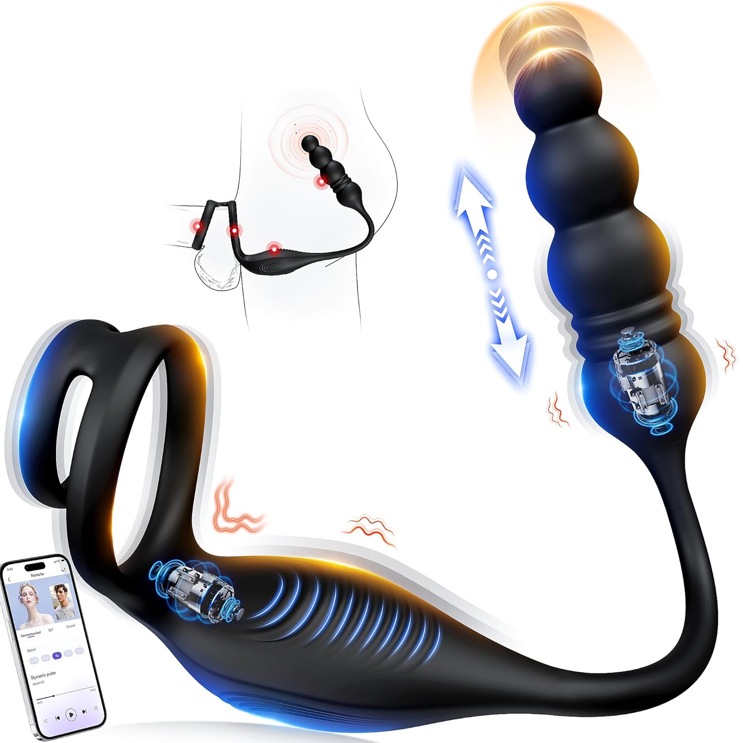 Vibrating Prostate Massager Cock Ring - 10 Modes & App Control