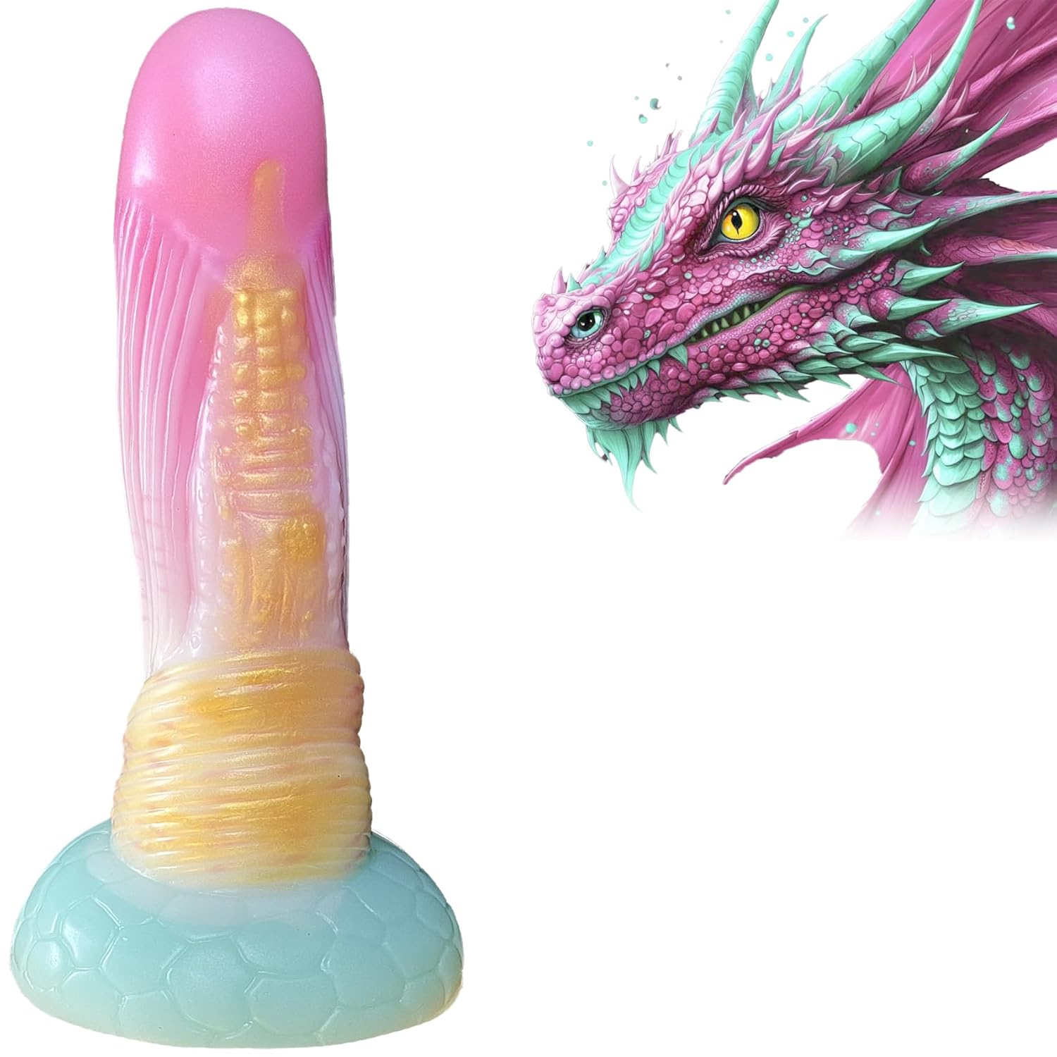 9" Fantasy Dildo Huge Monster Dildo U & G-Spot Big Colorful Dragon