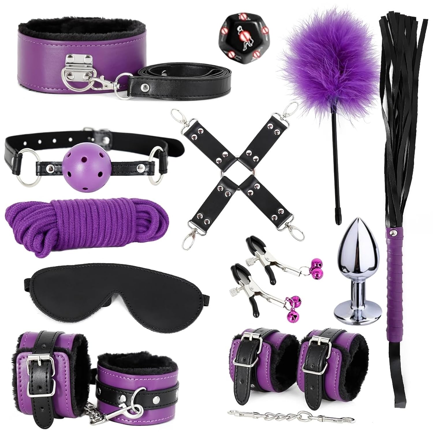 Bdsm Bondage Restraint Kits 12Pcs Sets Sex Toys Handcuffs Ankle Collar