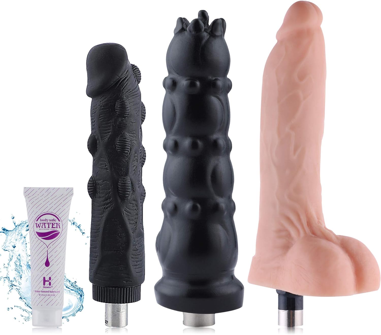 Sex Machine with 3 XLR Connector, Flexible G-Spot Dildo with Curved Shaft & Balls