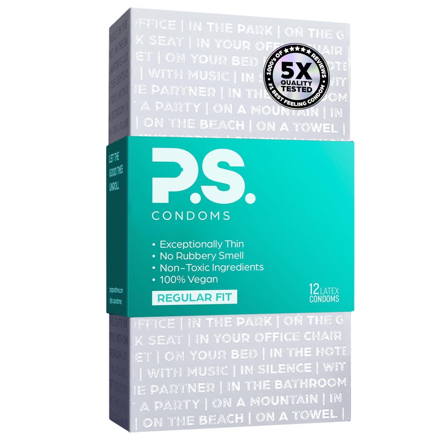 Ultra Thin Latex Condoms - Odorless, Vegan, 40% Thinner, 12 Pack