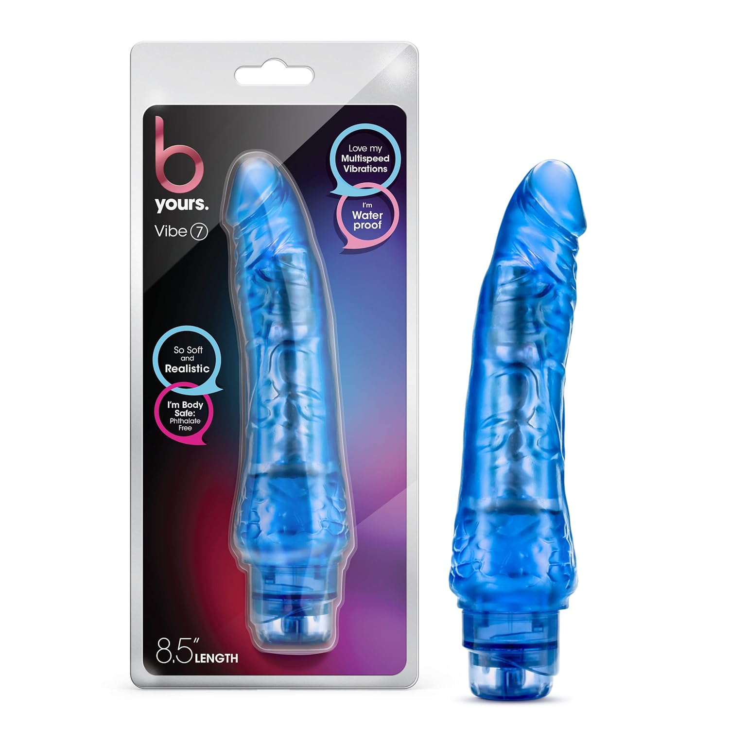 B Yours Vibe #7 - Soft Multispeed Vibrating Dildo - 8.75 Inch Long