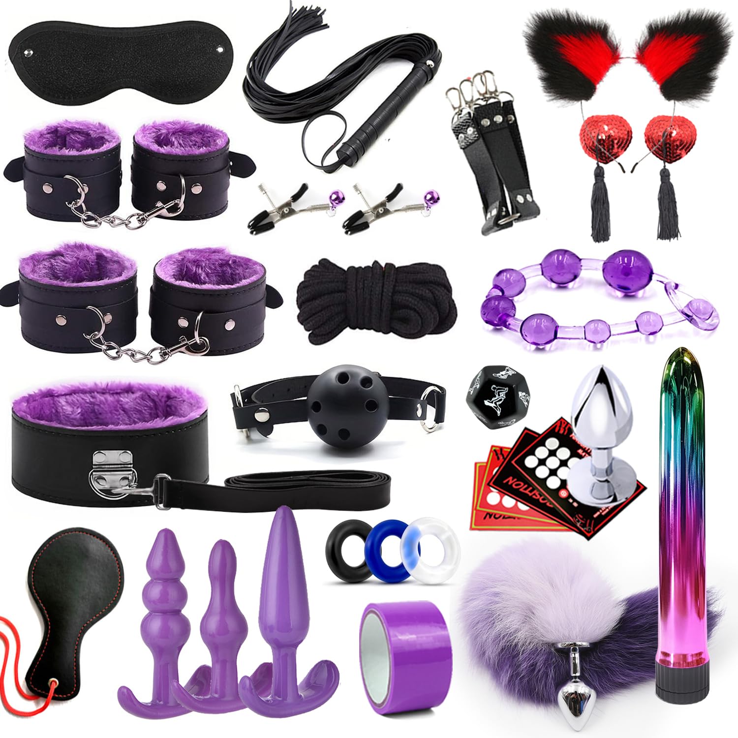 Kit for Couples - Sex Restraints and Bondage Accessories Kinky Toy Set