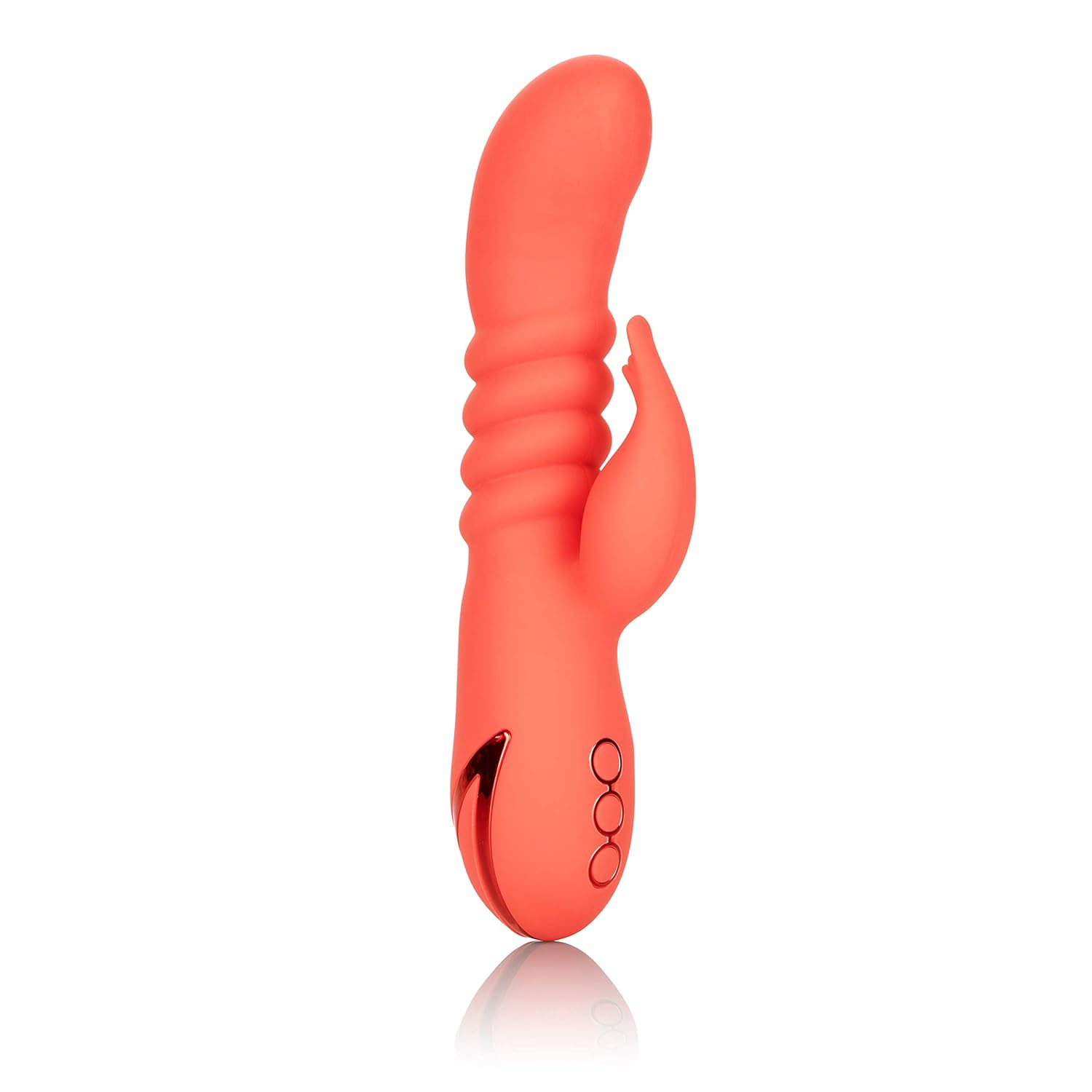 California Dreaming Y Cutie Silicone Thrusting Rabbit Vibrator, Orange