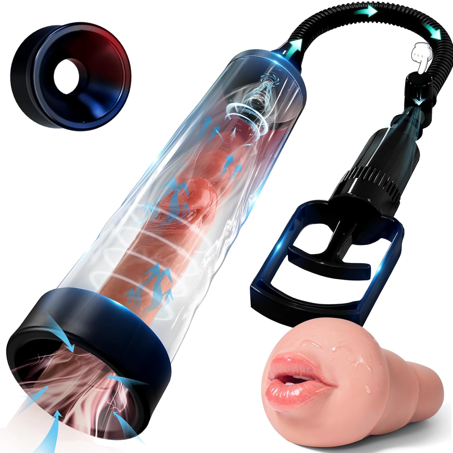 Penis Pump Realistic Mouth Manual Vacuum Extender Male Masturbator