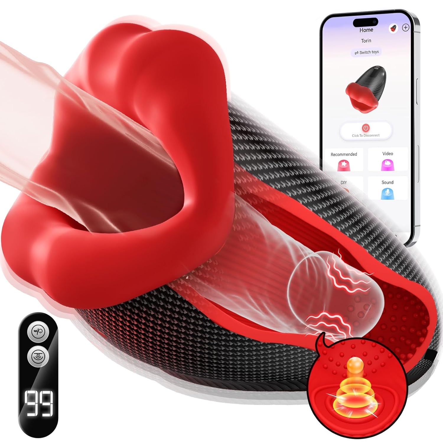 Male Sex Toys - Penis Vibrator Masturbator with 9 Modes & App Control
