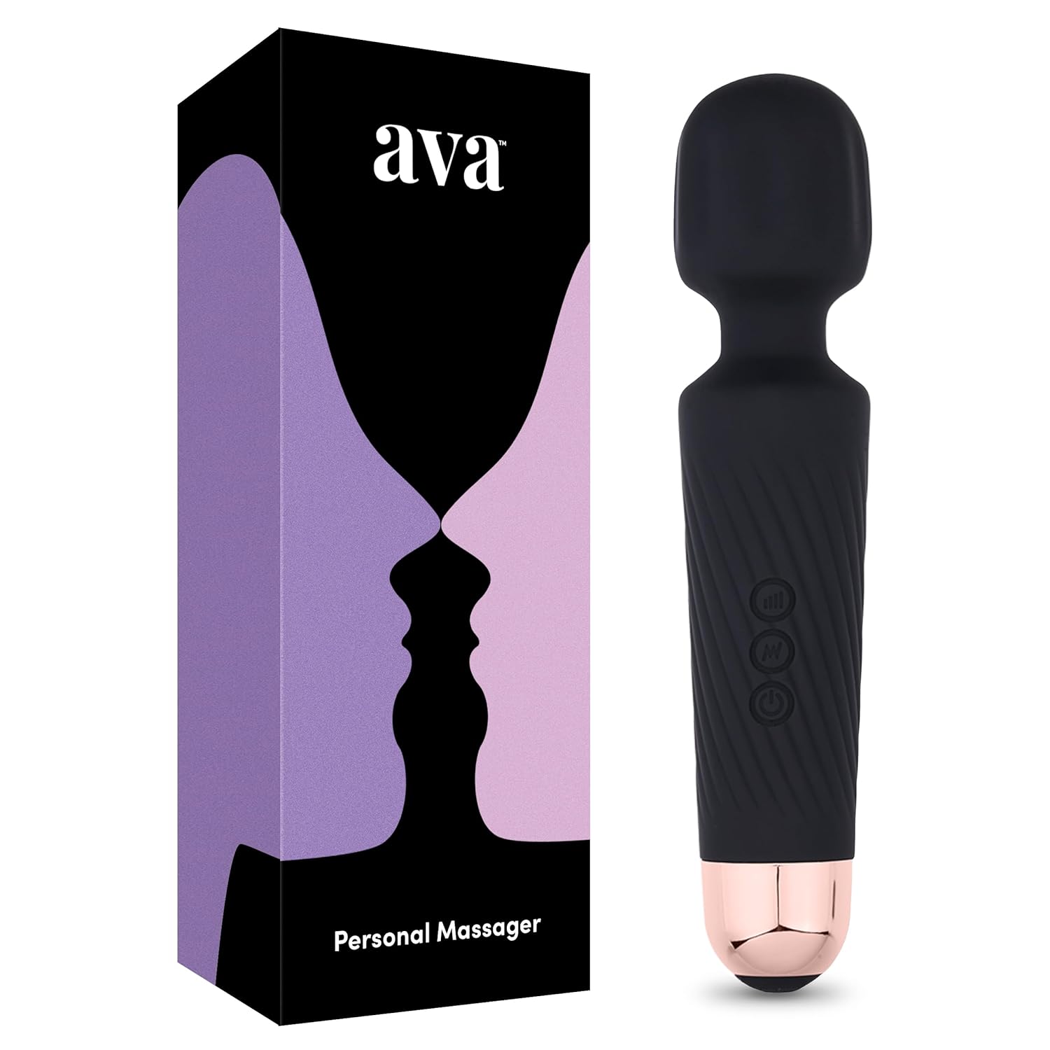 Vibrator Wand Clit Stimulator, 20 Patterns & 8 Speeds - Quiet (Black)